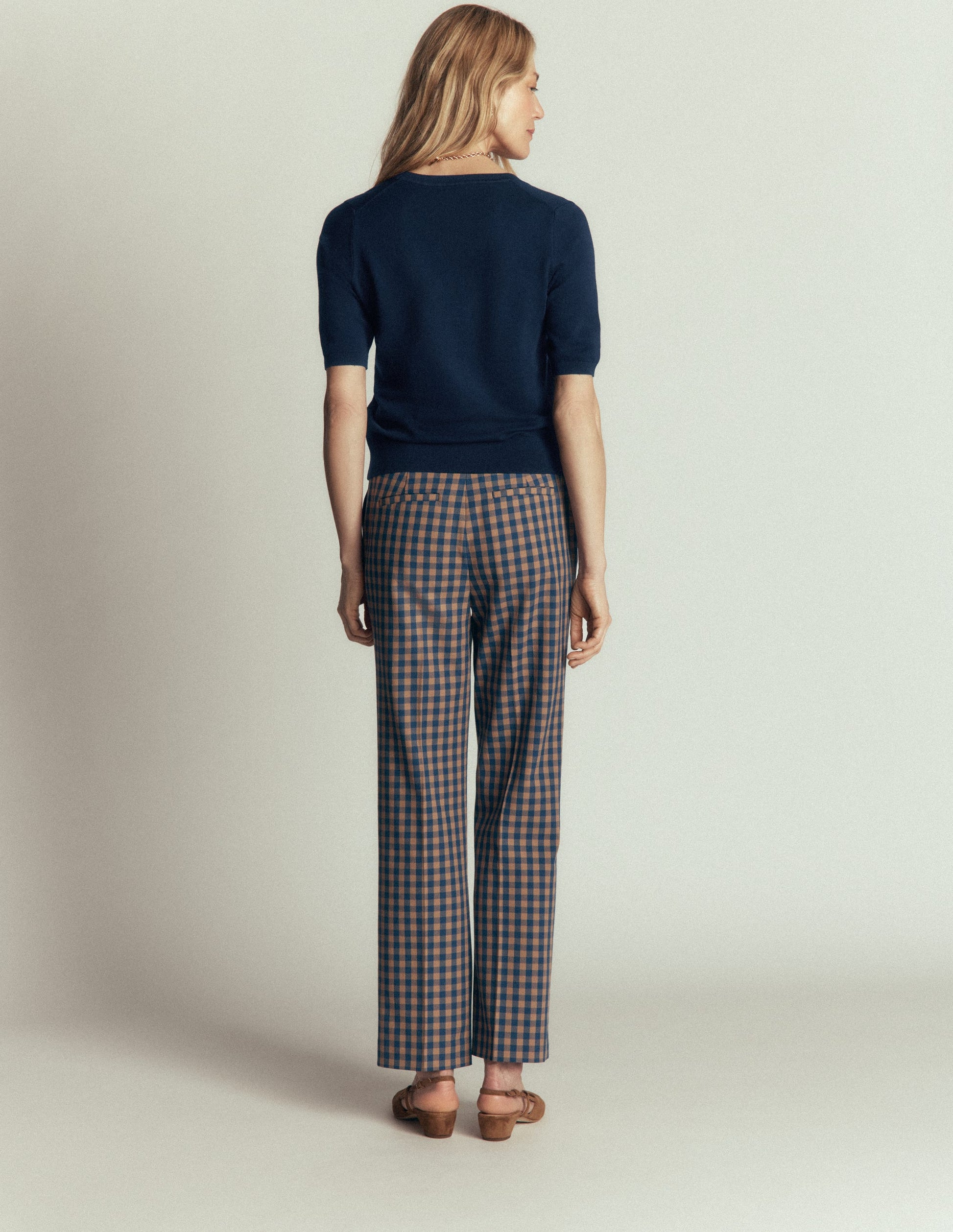 T-shirt Camilla col V en coton-Bleu marine-6