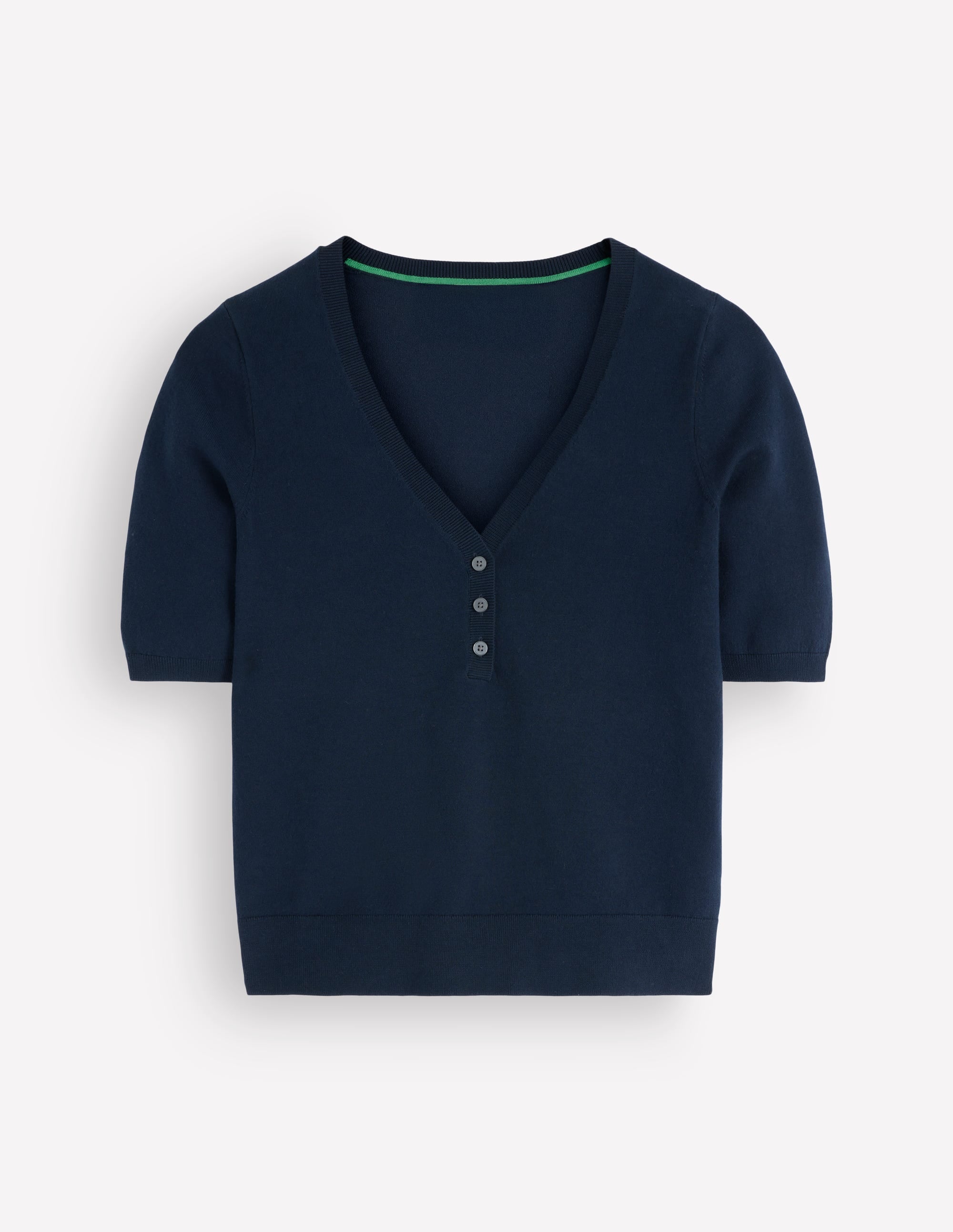 T-shirt Camilla col V en coton-Bleu marine - Image 7