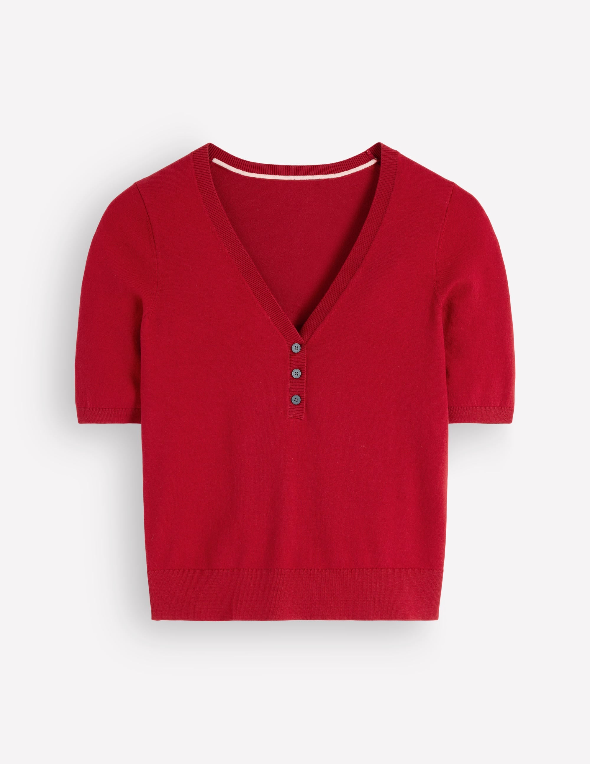 Camilla Baumwoll-T-Shirt mit V-Ausschnitt-Purpurrot - Image 4