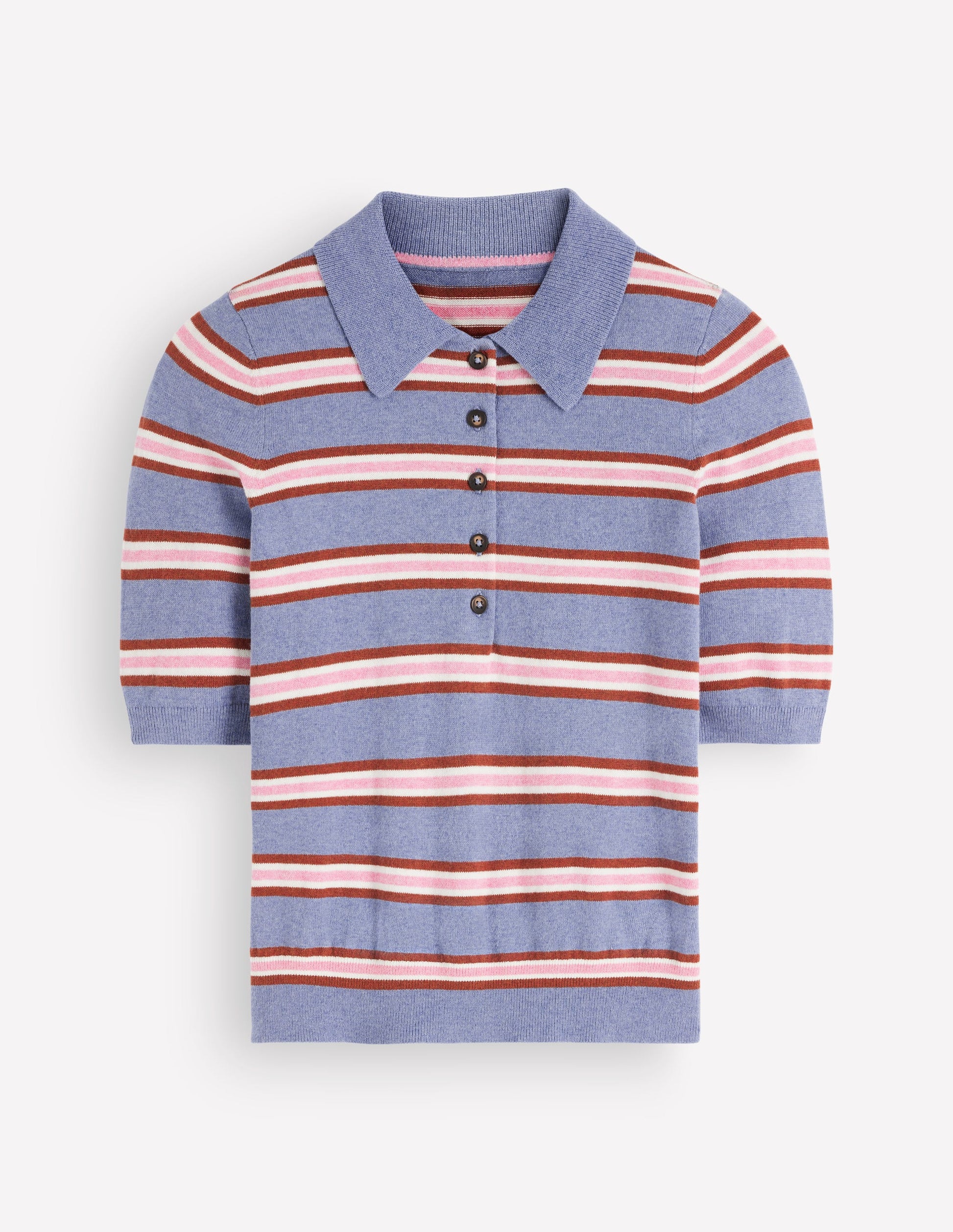Strick-T-Shirt mit Kragen-Blaue Aura, Streifen-7