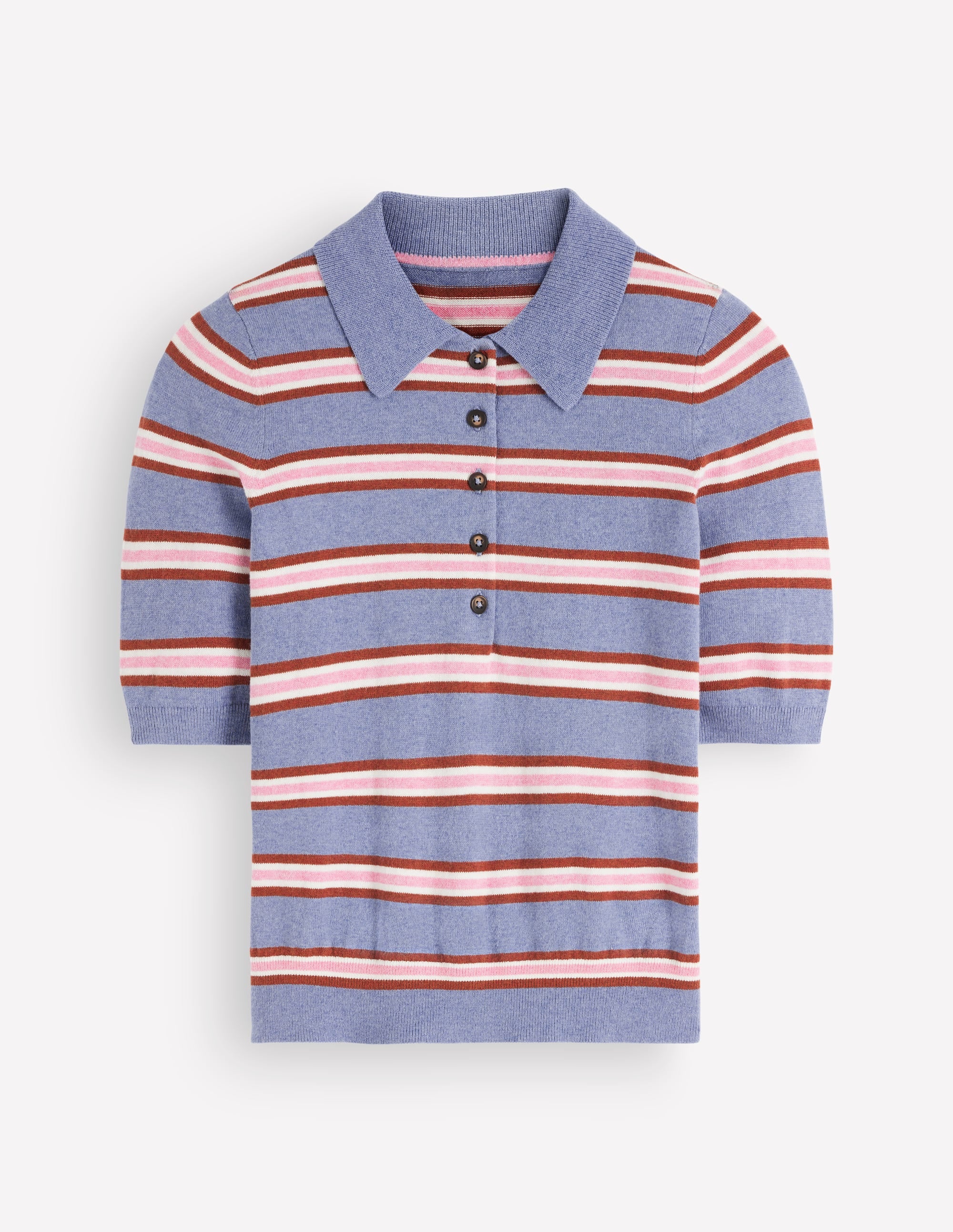Strick-T-Shirt mit Kragen-Blaue Aura, Streifen - Image 7