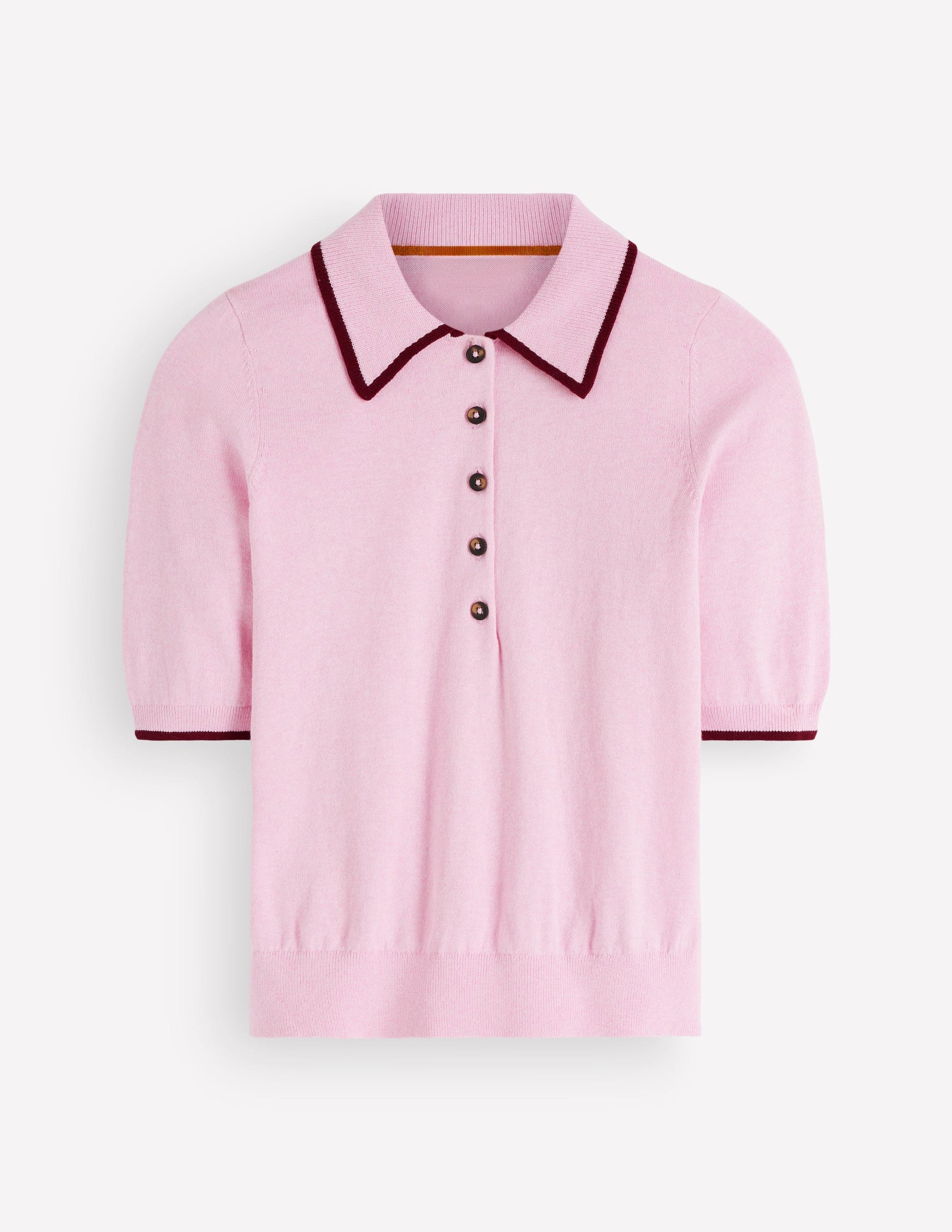 Strick-T-Shirt mit Kragen-Transparentes Rosa-6