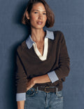 Lucy Henley-Pullover aus Baumwolle-Bitterschokolade