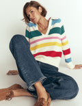 Pull Lucy à col tunisien en coton-À Rayures Multicolores