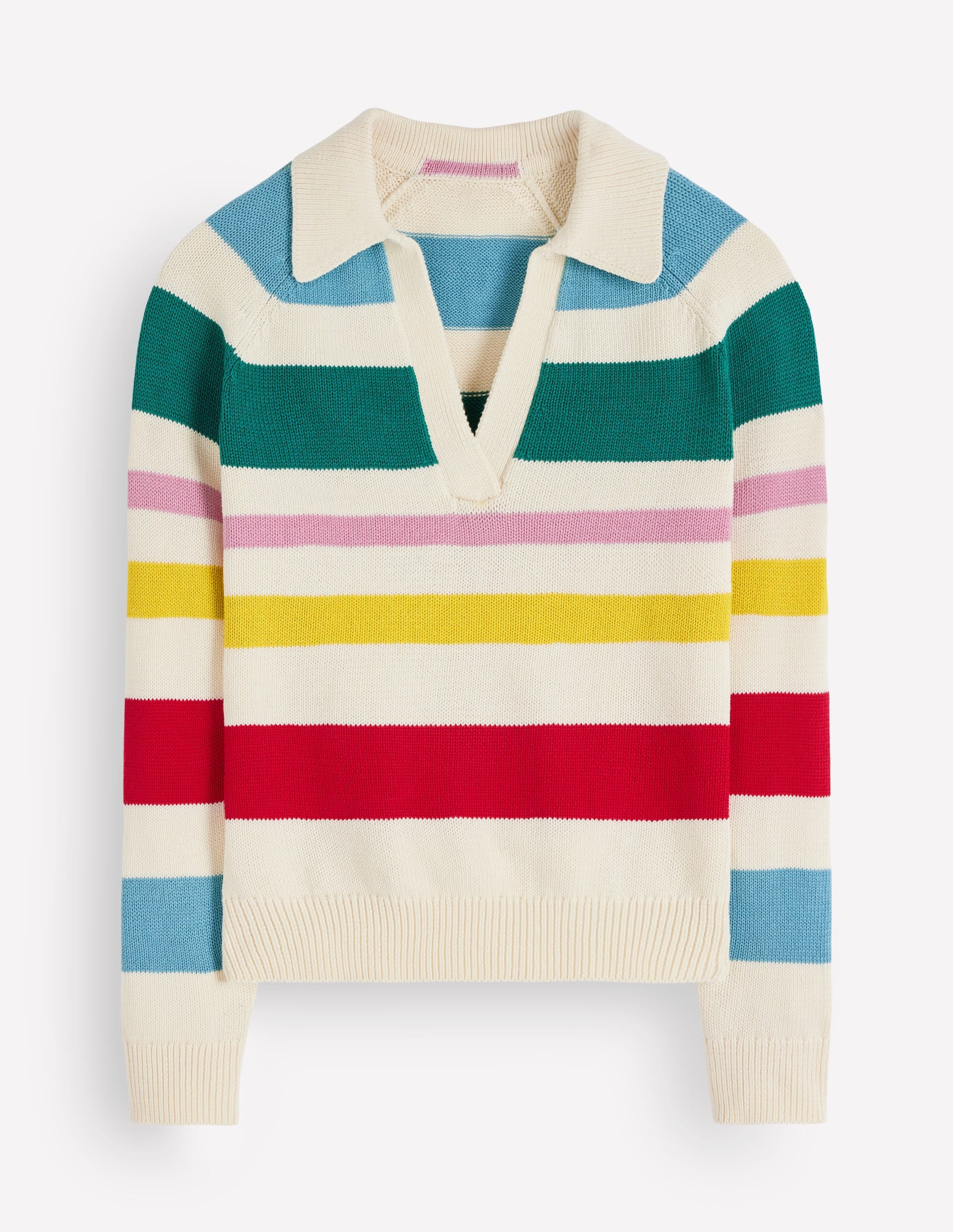 Lucy Henley-Pullover aus Baumwolle-Ackerbohnengrün/Pink, Gestreift - Image 7