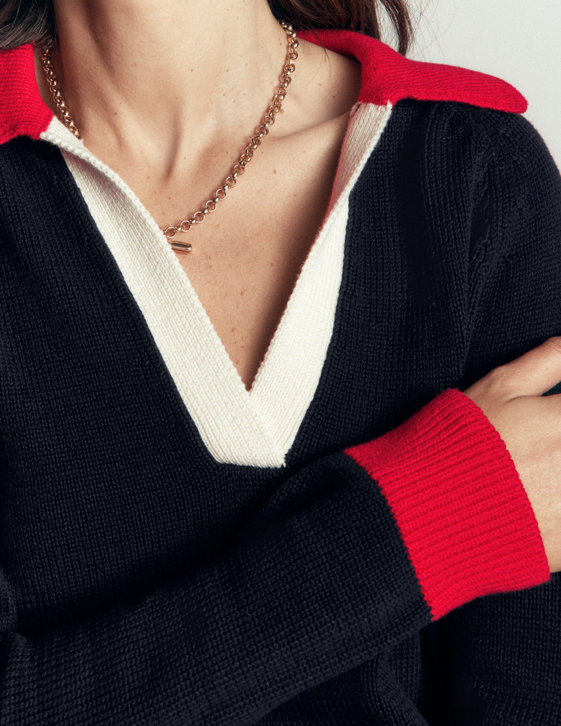 Lucy Henley-Pullover aus Baumwolle-Ecru/Chalky Pink Stripe-2