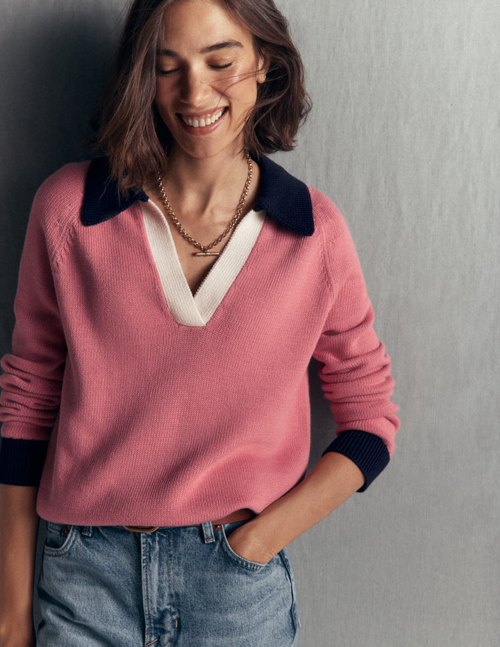 Lucy Henley-Pullover aus Baumwolle-Kirschblütenrosa