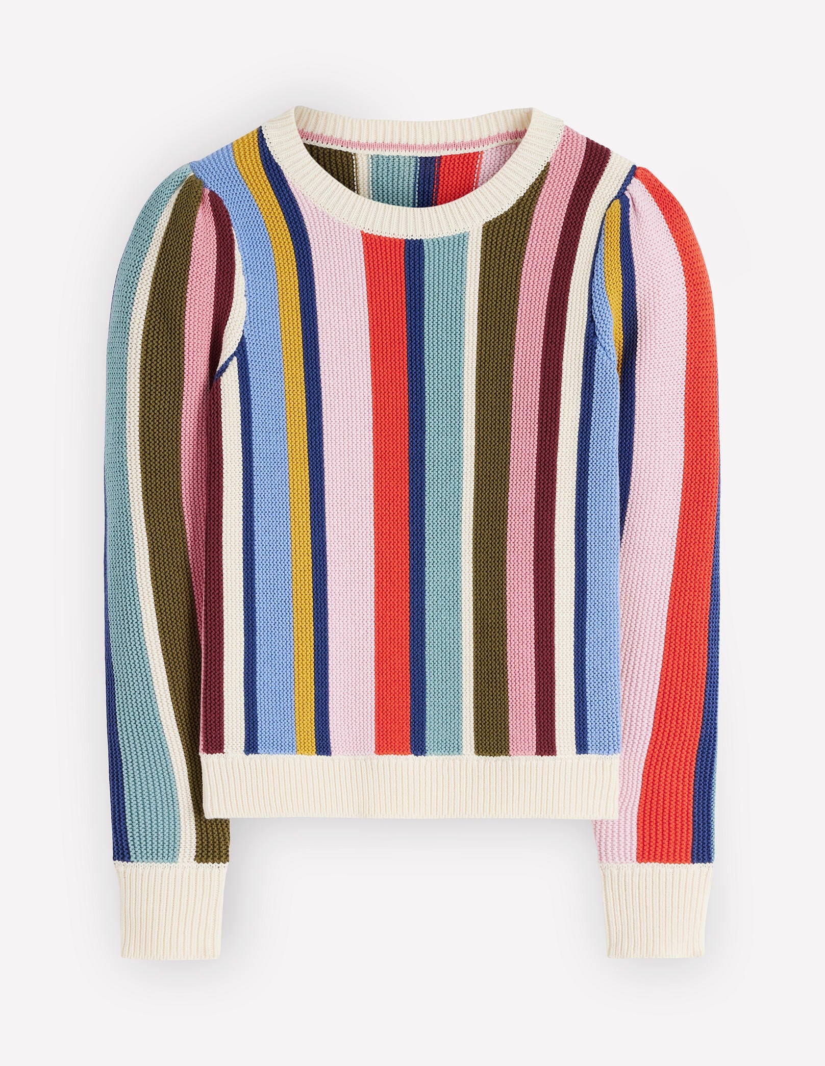 Pullover mit Ziernähten-Ackerbohnengrün/Pink, Gestreift - Image 7