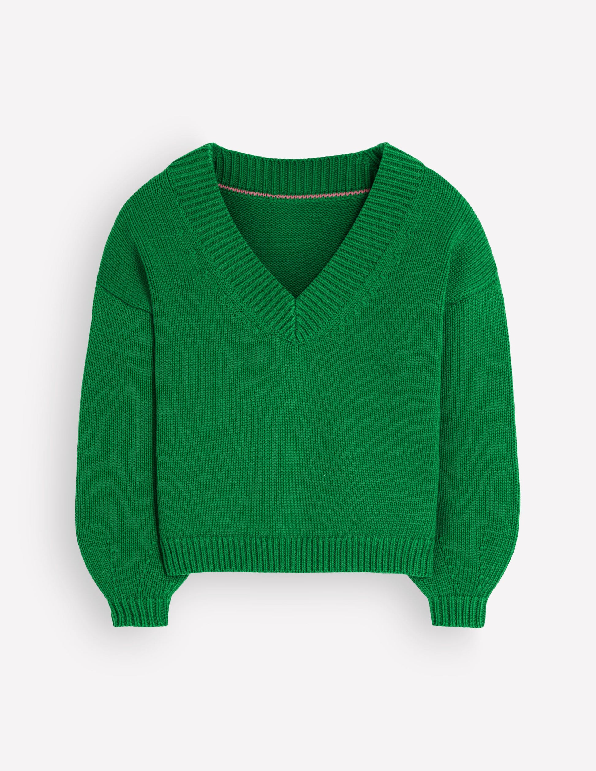 Pull Lucy à col V en coton-Vert des Highlands-7