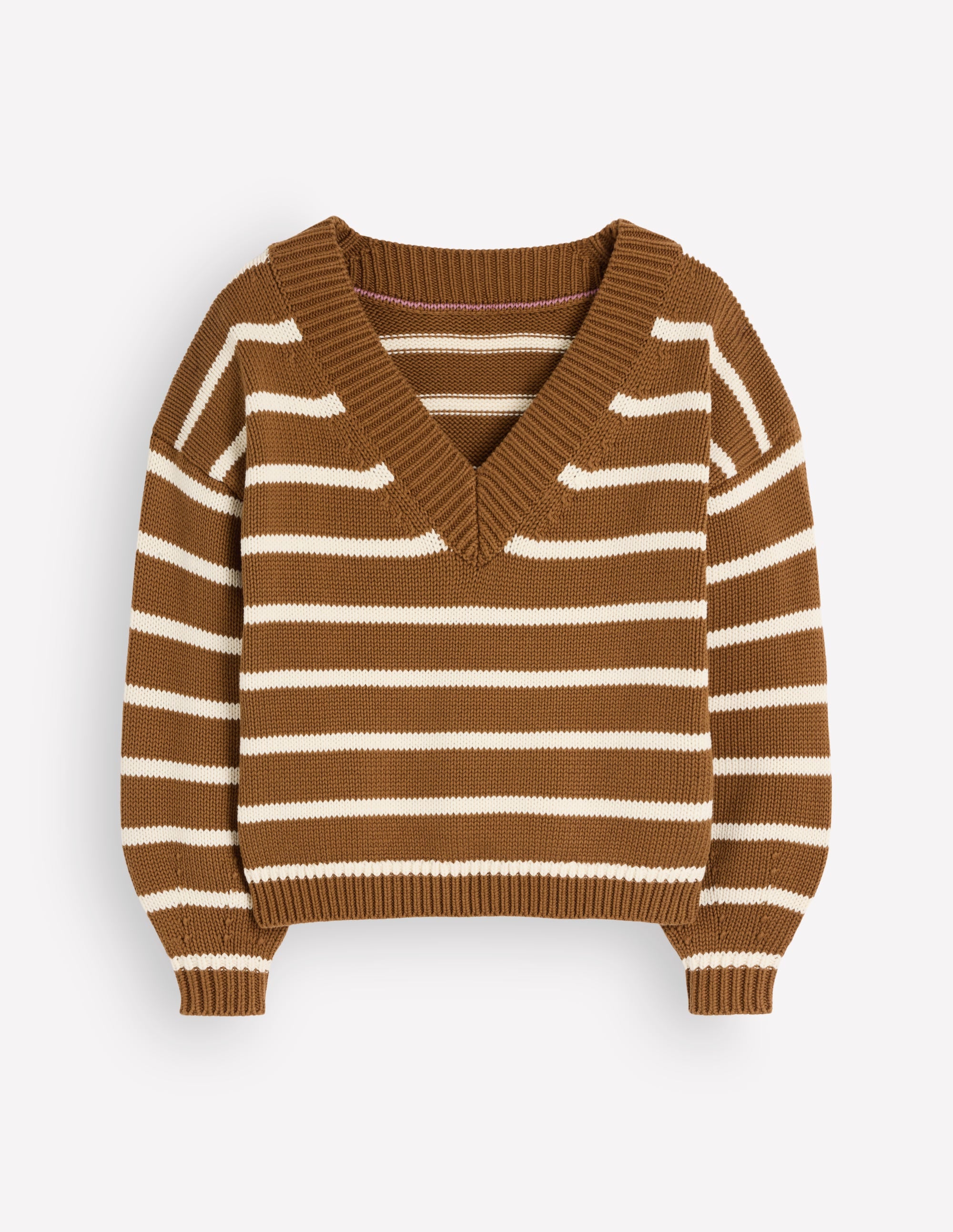 Lucy Baumwollpullover mit V-Ausschnitt-Lebkuchen, Naturweiß - Image 8