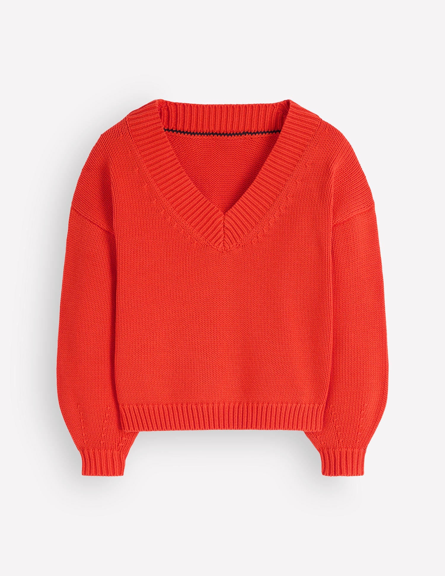 Lucy Baumwollpullover mit V-Ausschnitt-Abendrot-Orange-8