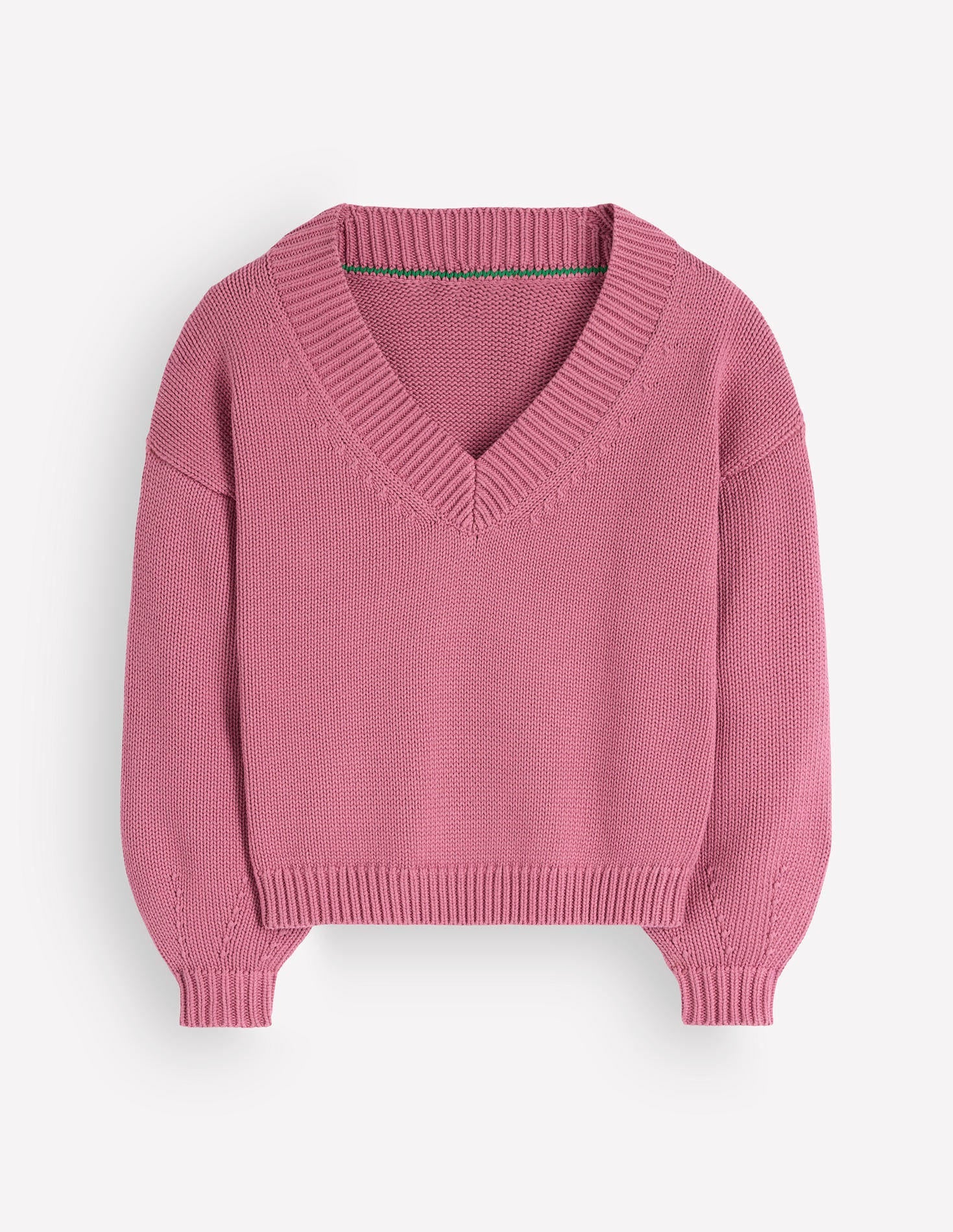 Lucy Baumwollpullover mit V-Ausschnitt-Rosa Heide-11