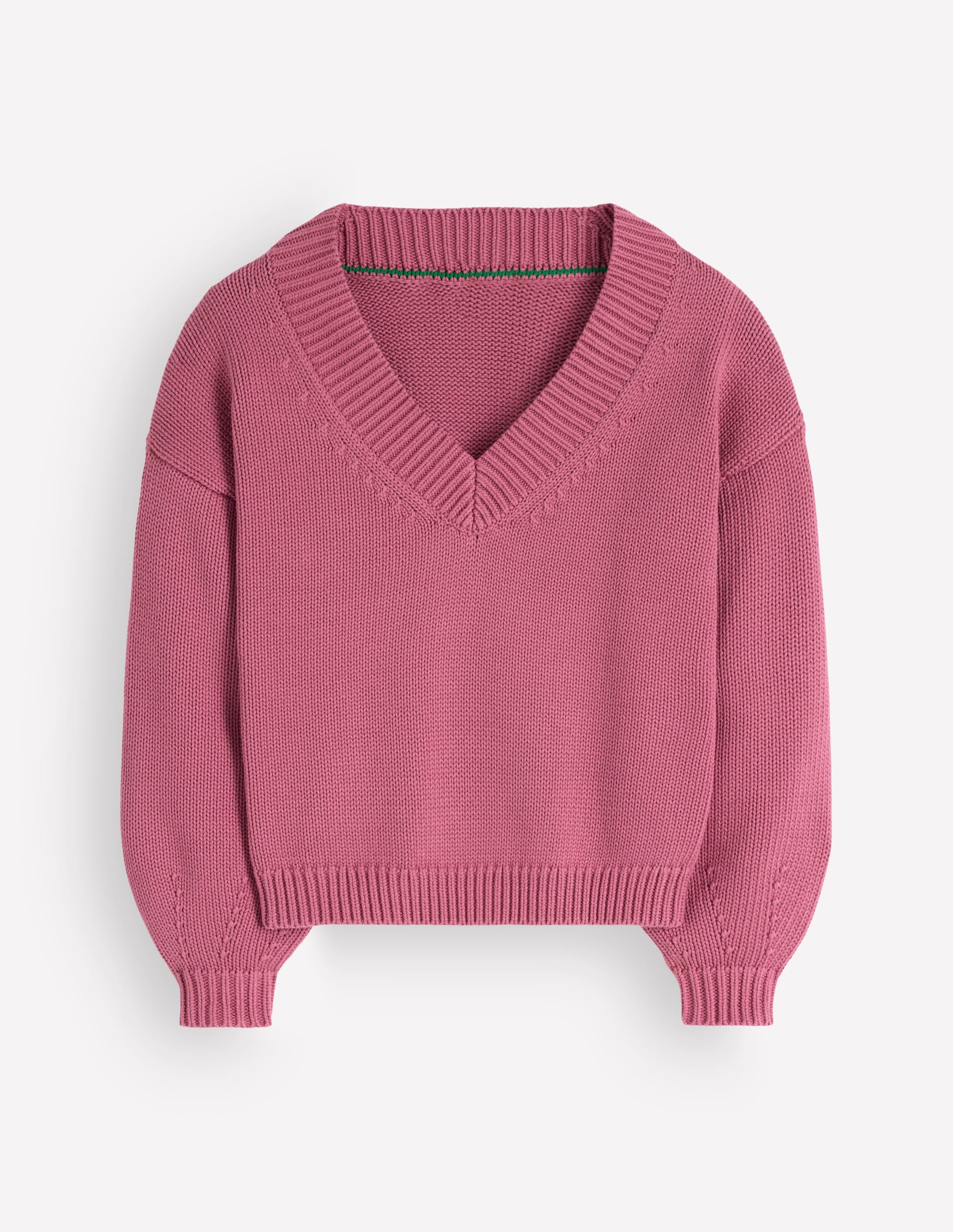 Pull Lucy à col V en coton-Bruyère rose - Image 11
