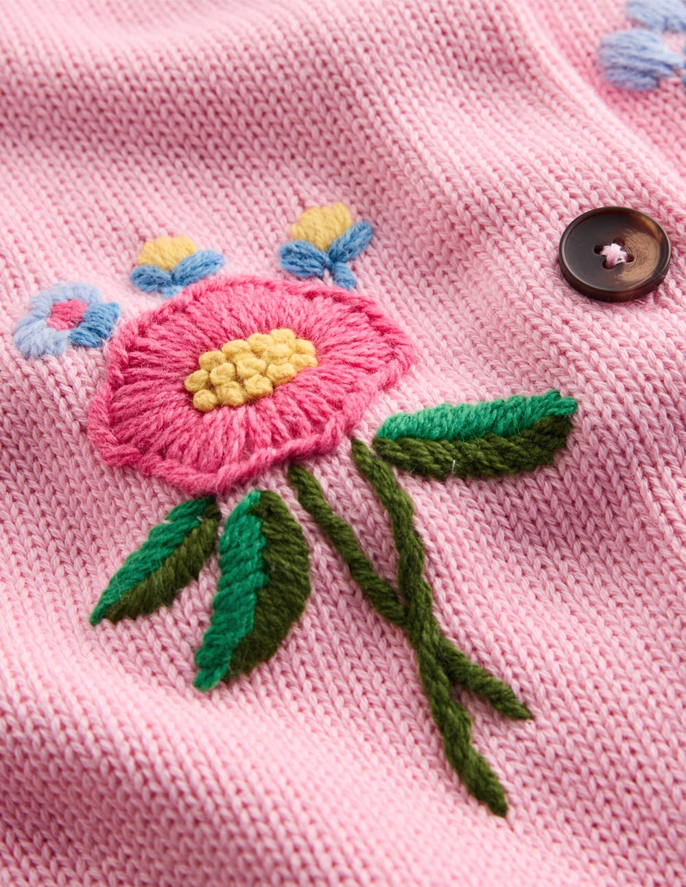 Baumwollstrickjacke mit Puffärmeln-Orchideenrosa, Bestickt-9