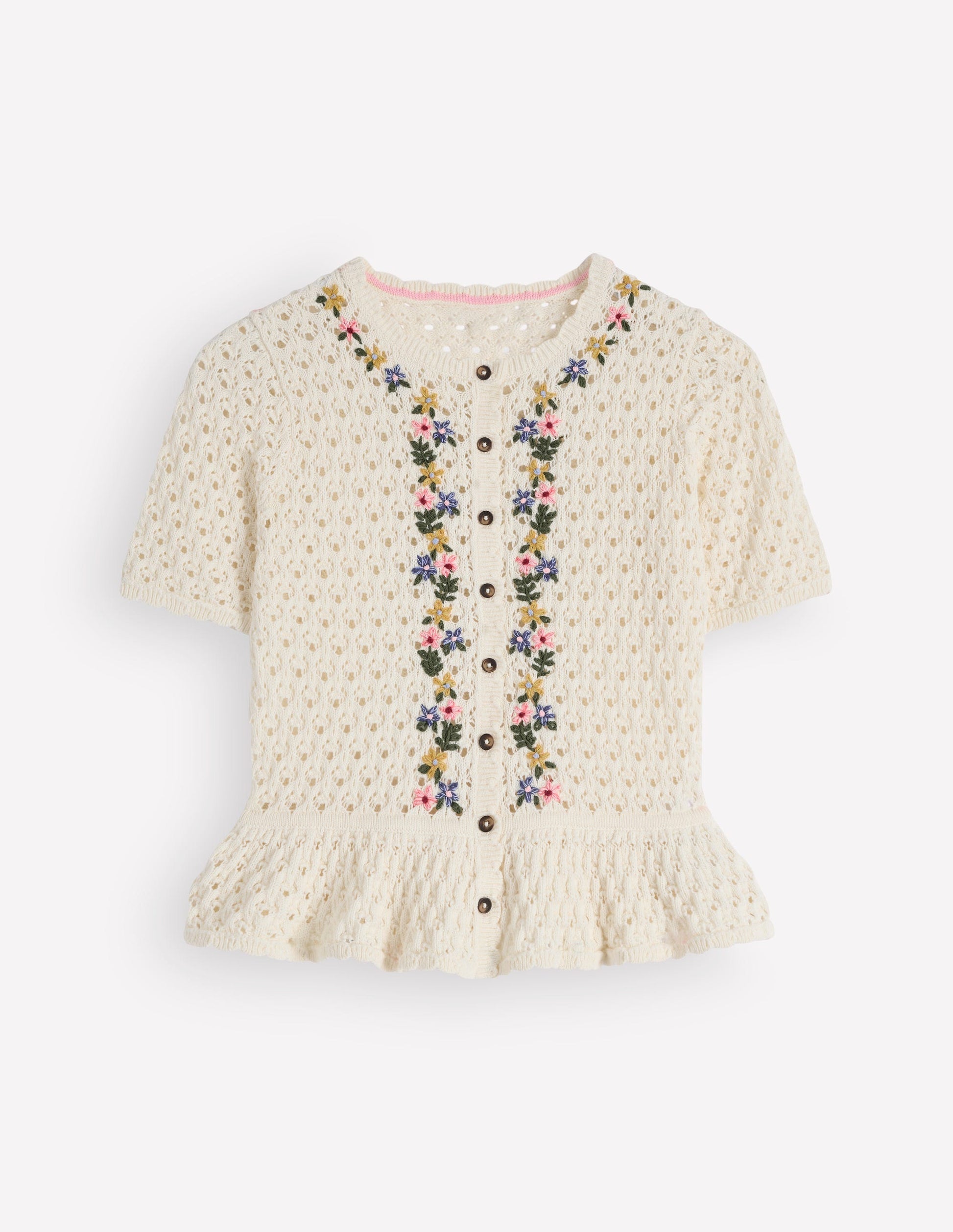 Bestickte Pointelle-Strickjacke-Naturweiß, Stickerei-7