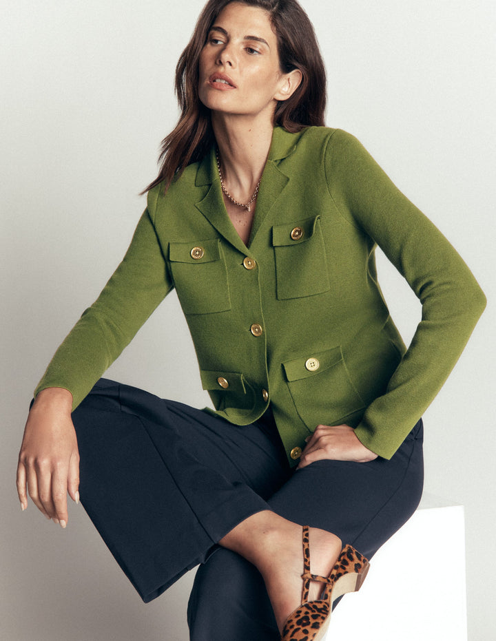 Phoebe Strickjacke mit Kragen-Waldgrün