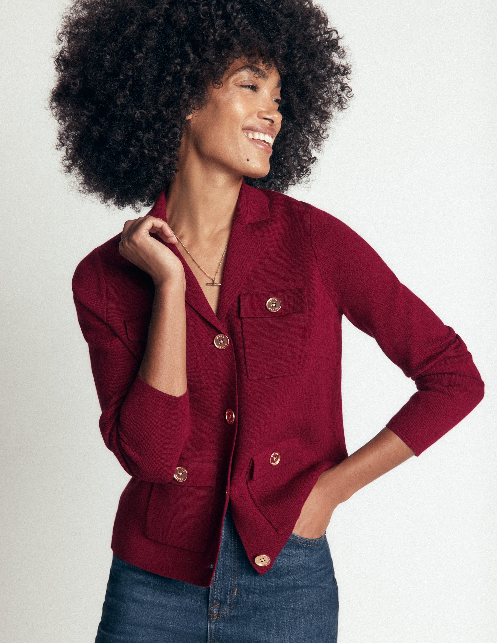Phoebe Strickjacke mit Kragen-Merlotrot-2