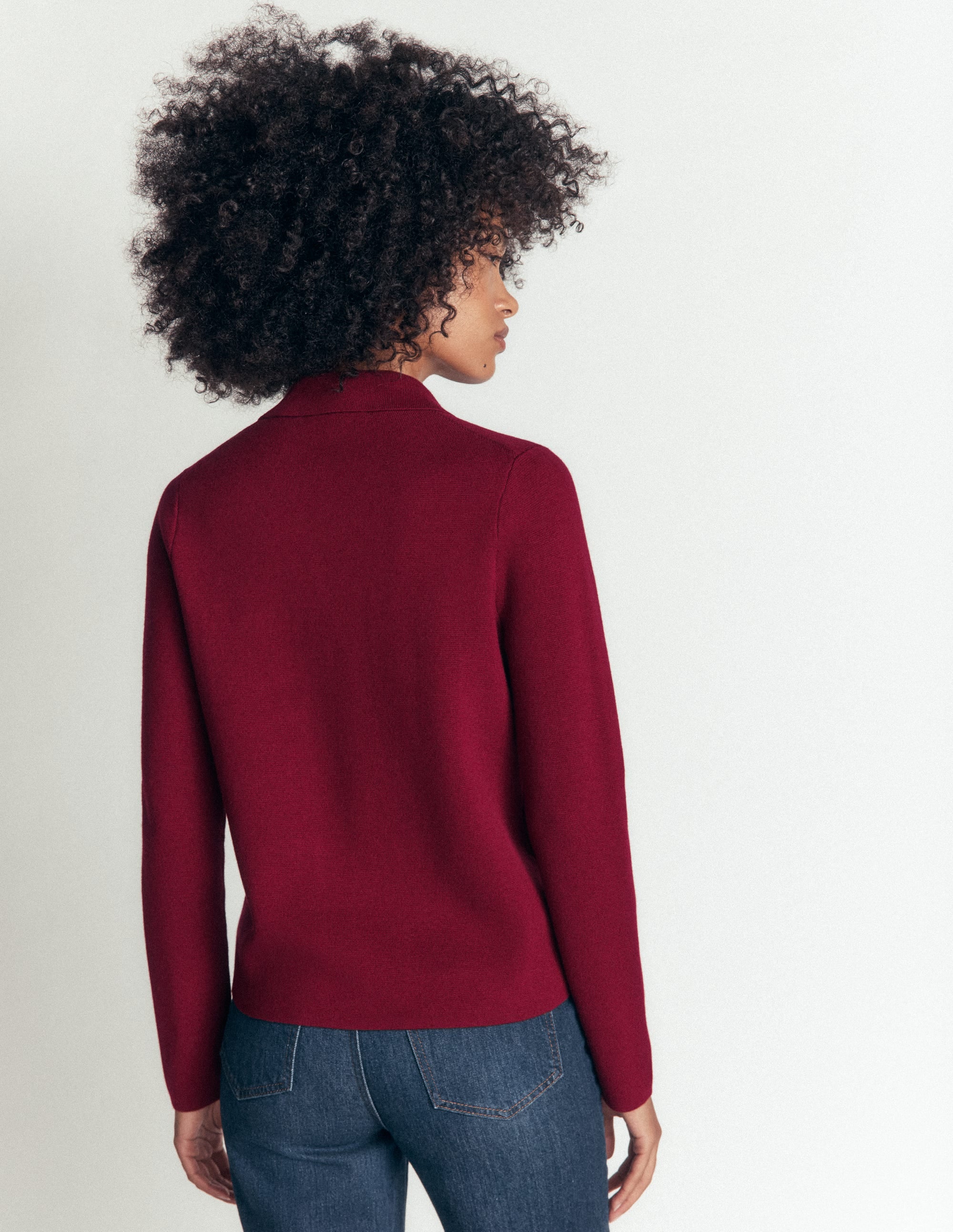 Phoebe Strickjacke mit Kragen-Merlotrot - Image 3