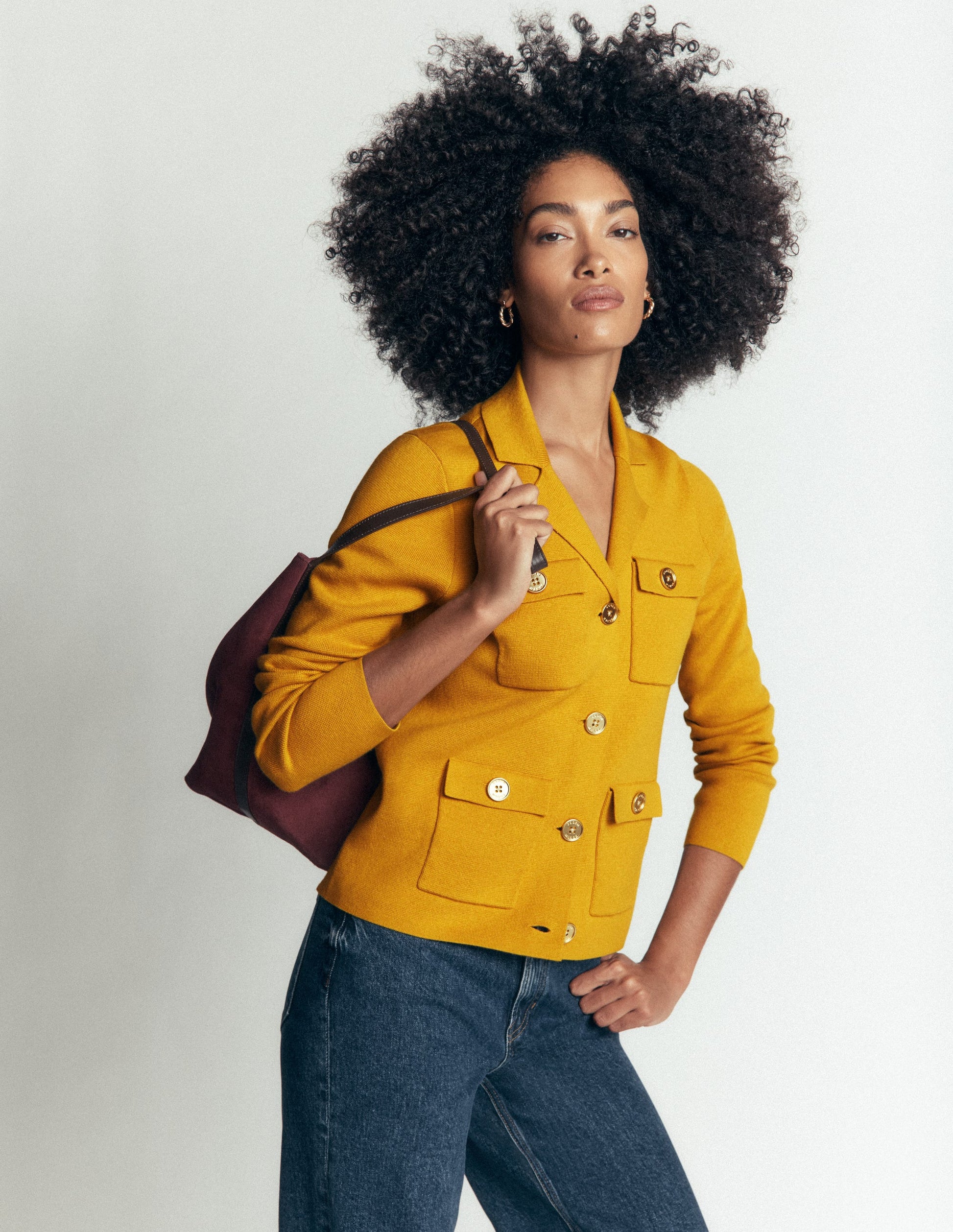 Phoebe Collared Knitted Jacket-Golden Rye-6