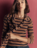 Pull col rond Elsie en cachemire-Gingembre chaud, rayé