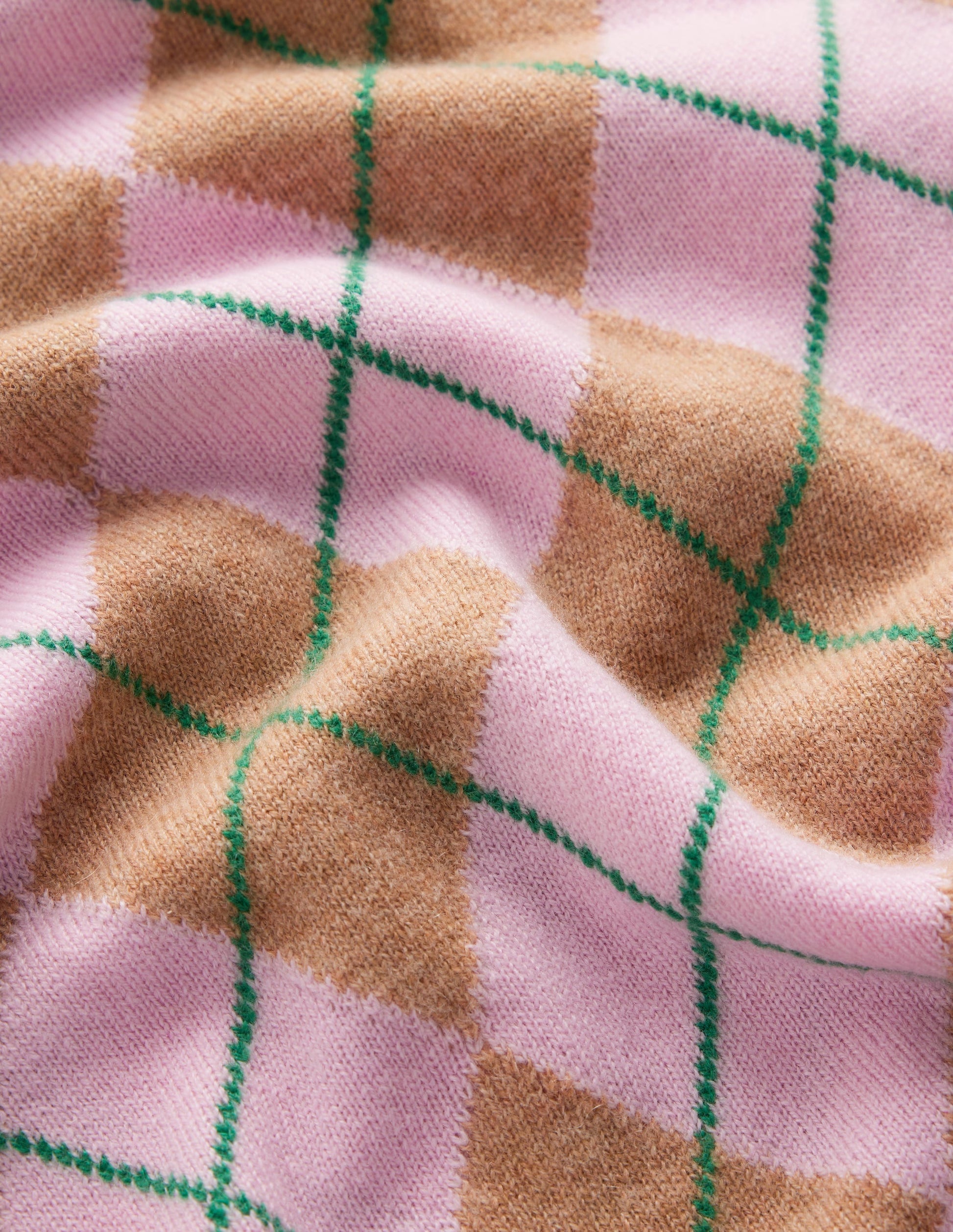Elsie Kaschmirpullover mit Rundhalsausschnitt-Rosa Heidekraut, Argyle-8