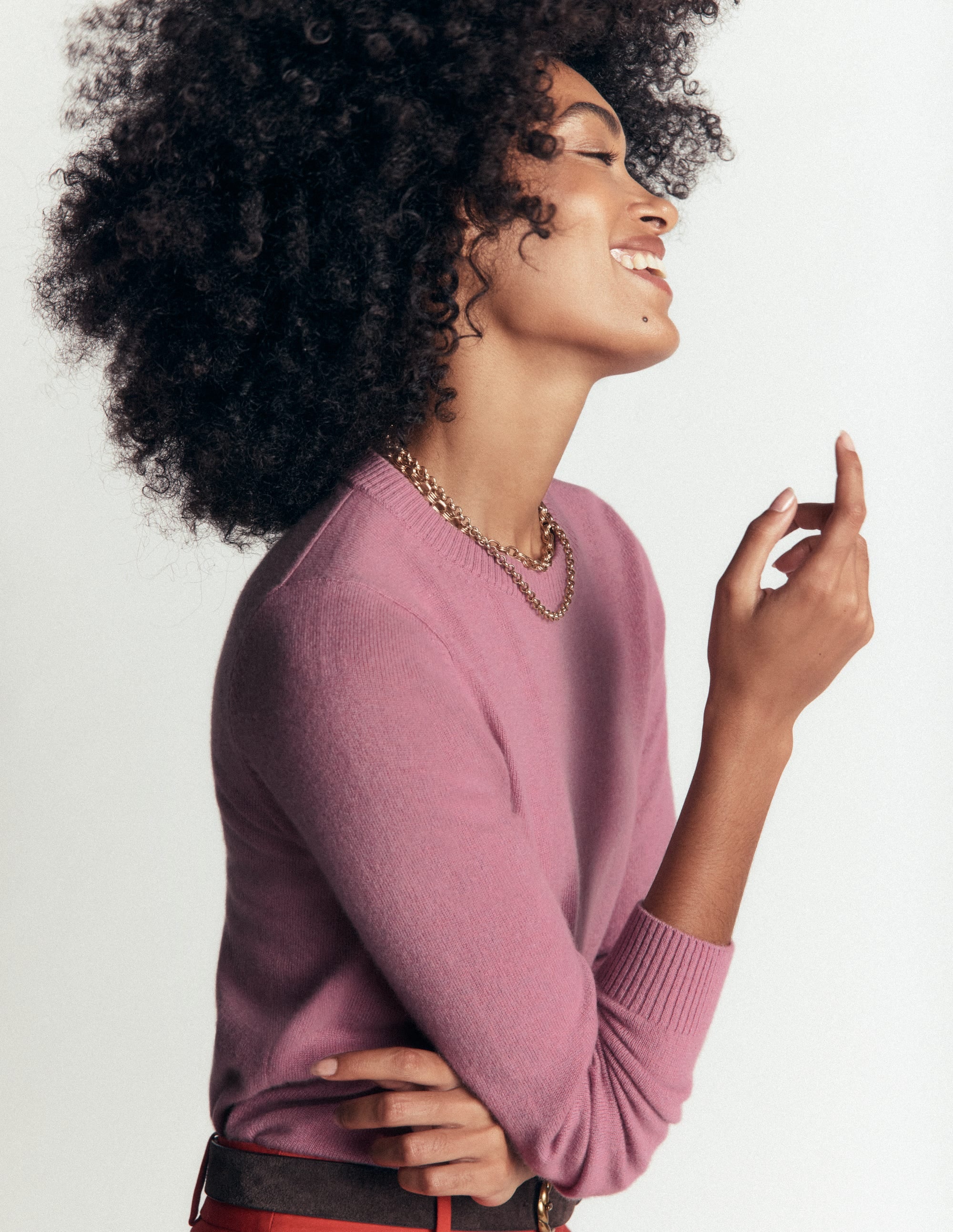 Elsie Kaschmirpullover mit Rundhalsausschnitt-Rosa Heide - Image 2