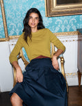 Pull col rond Elsie en cachemire-Jaune épicé