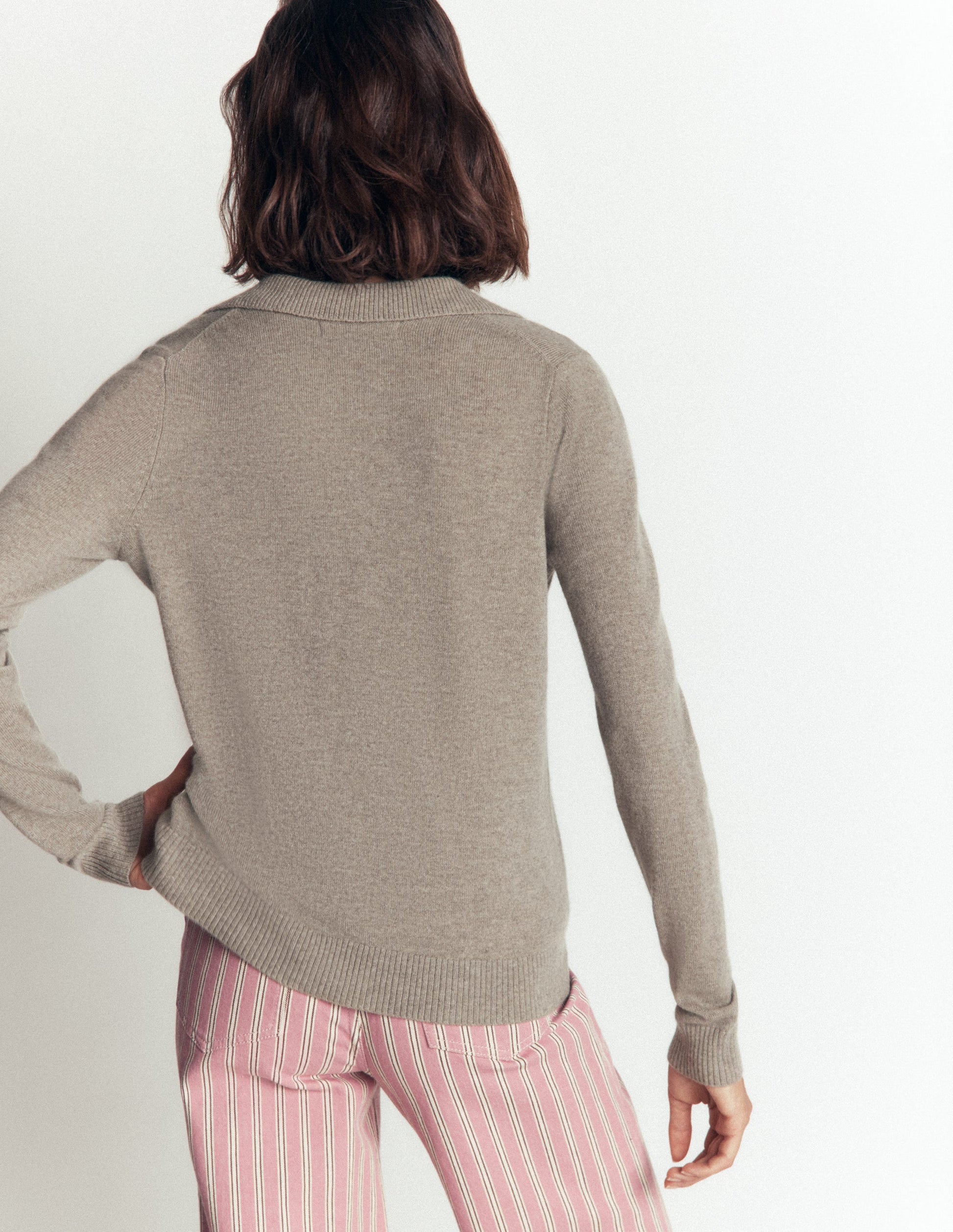 Pull col tunisien Elsie en cachemire-Gris agate-3