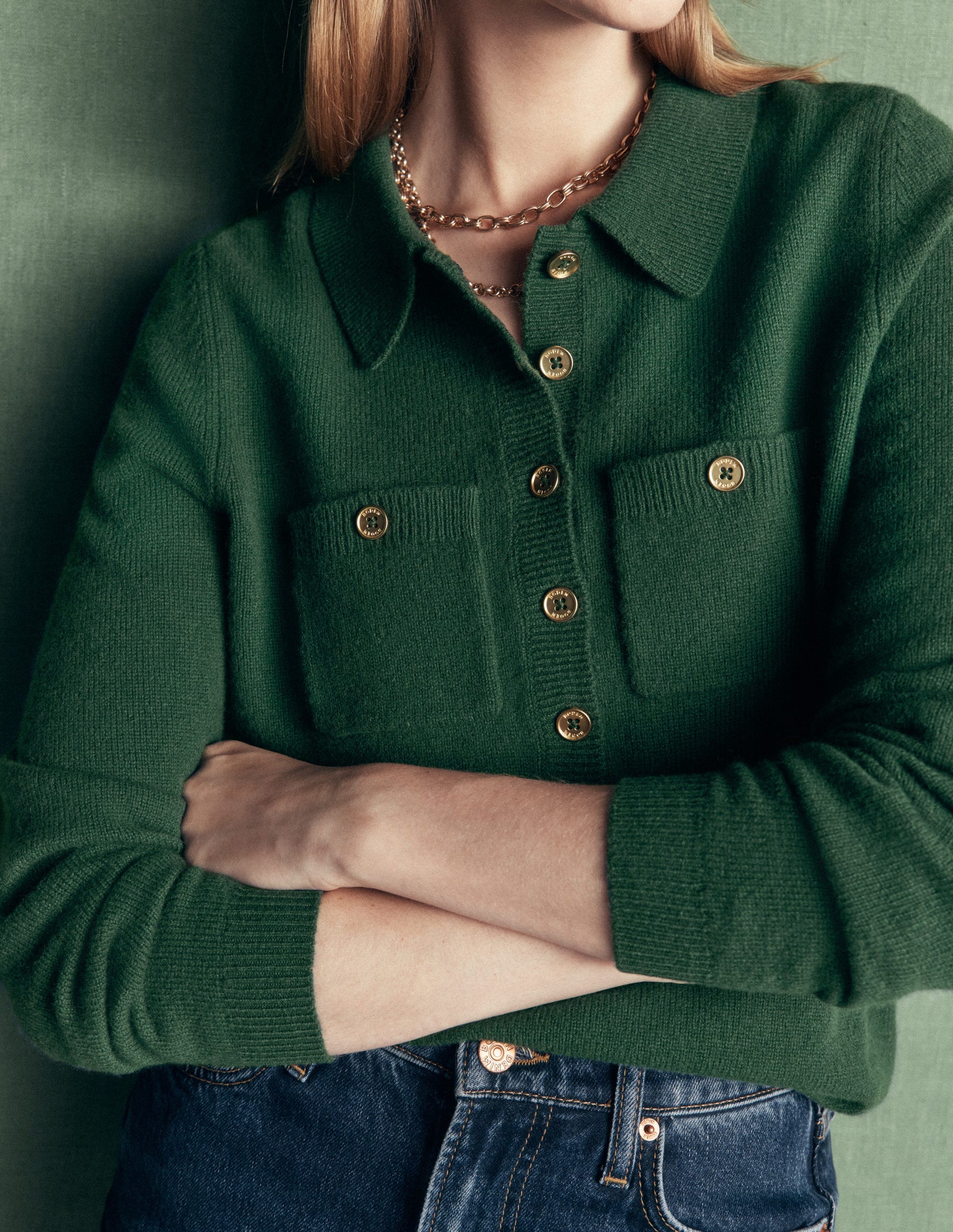 Marianne Pullover aus Merinowolle-Jagdgrün-2