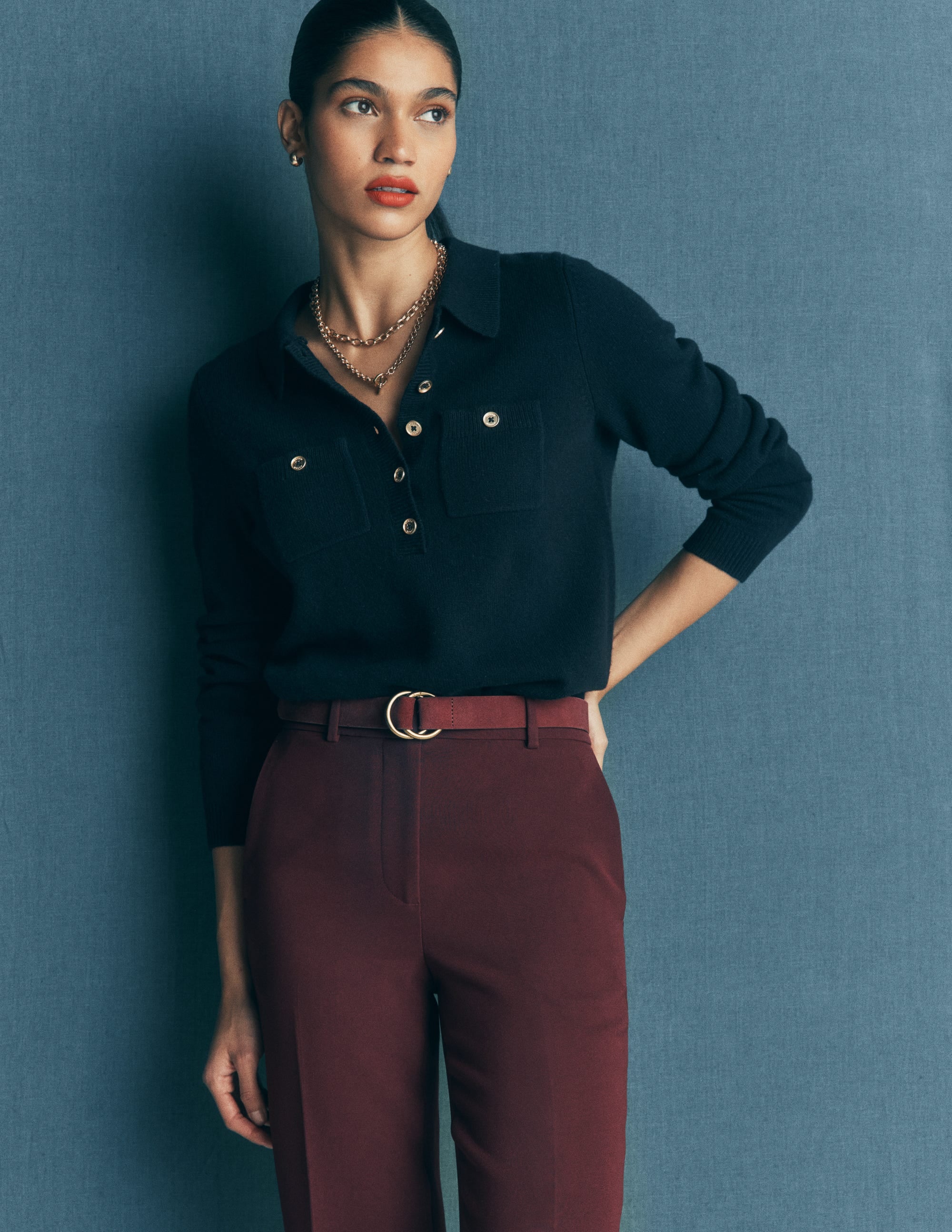 Marianne Pullover aus Merinowolle-Marineblau - Image 1