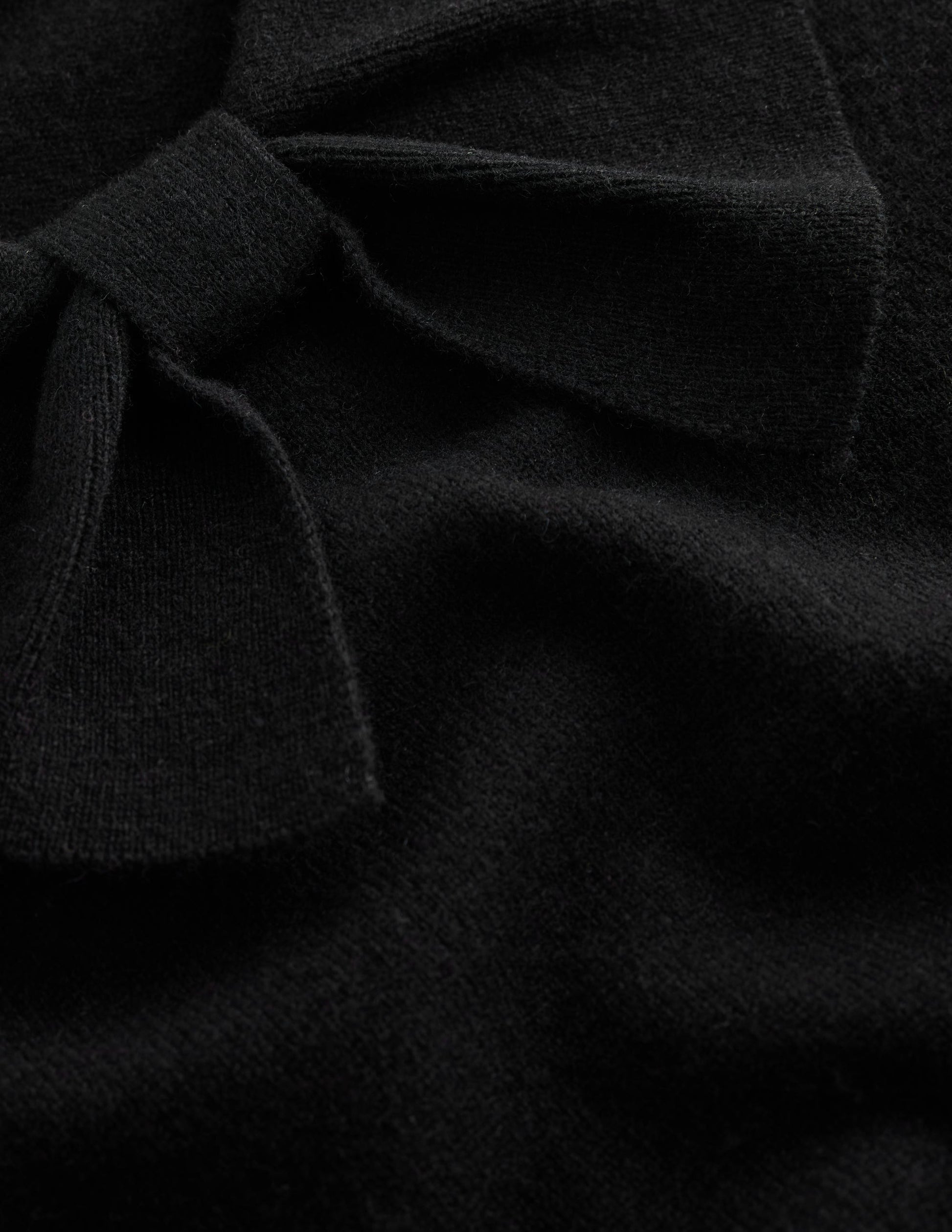 Strickpullover mit Schleife am Ausschnitt-Schwarz-6