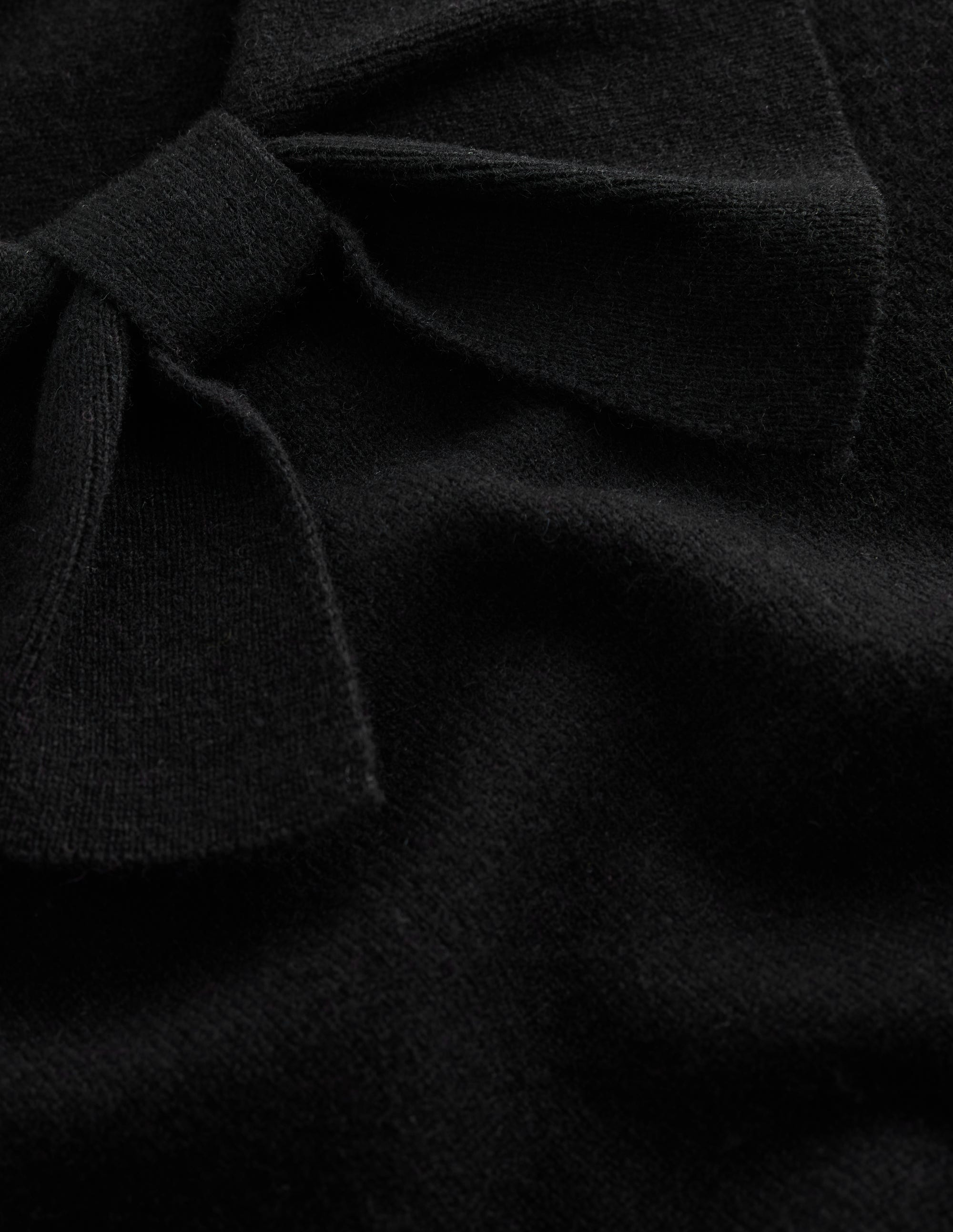 Strickpullover mit Schleife am Ausschnitt-Schwarz - Image 6