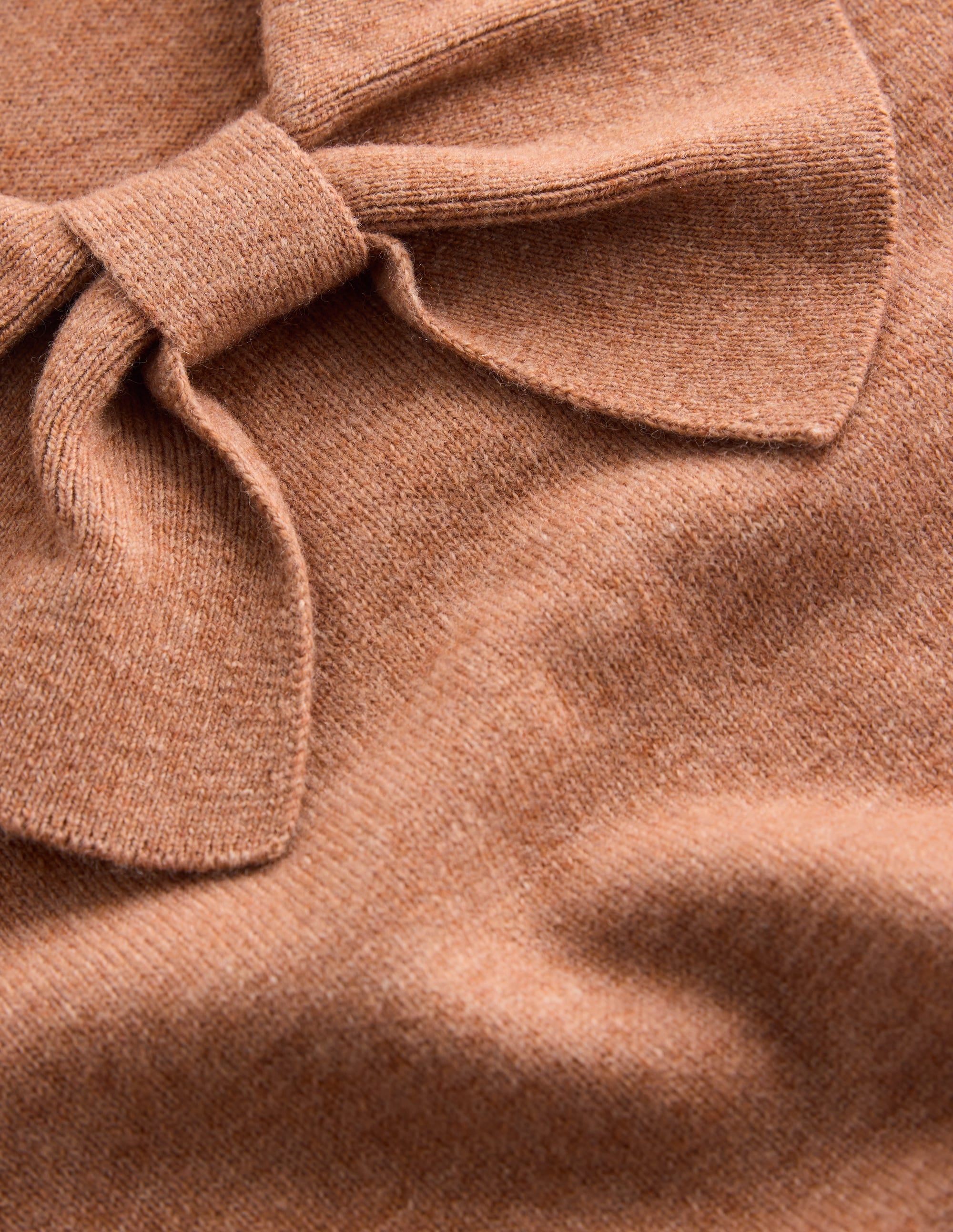 Strickpullover mit Schleife am Ausschnitt-Camel Meliert - Image 7