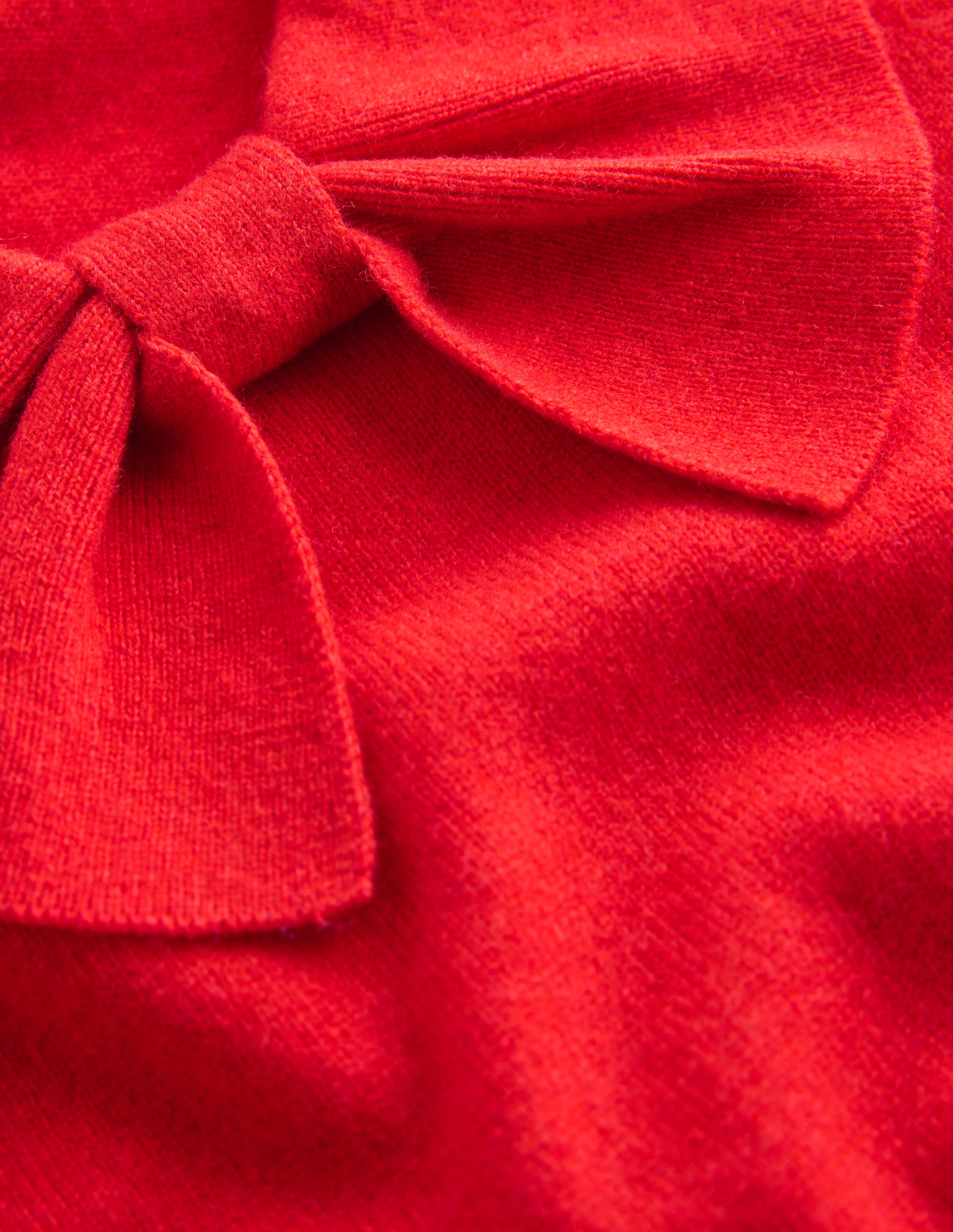 Strickpullover mit Schleife am Ausschnitt-Mohnblumenrot - Image 8