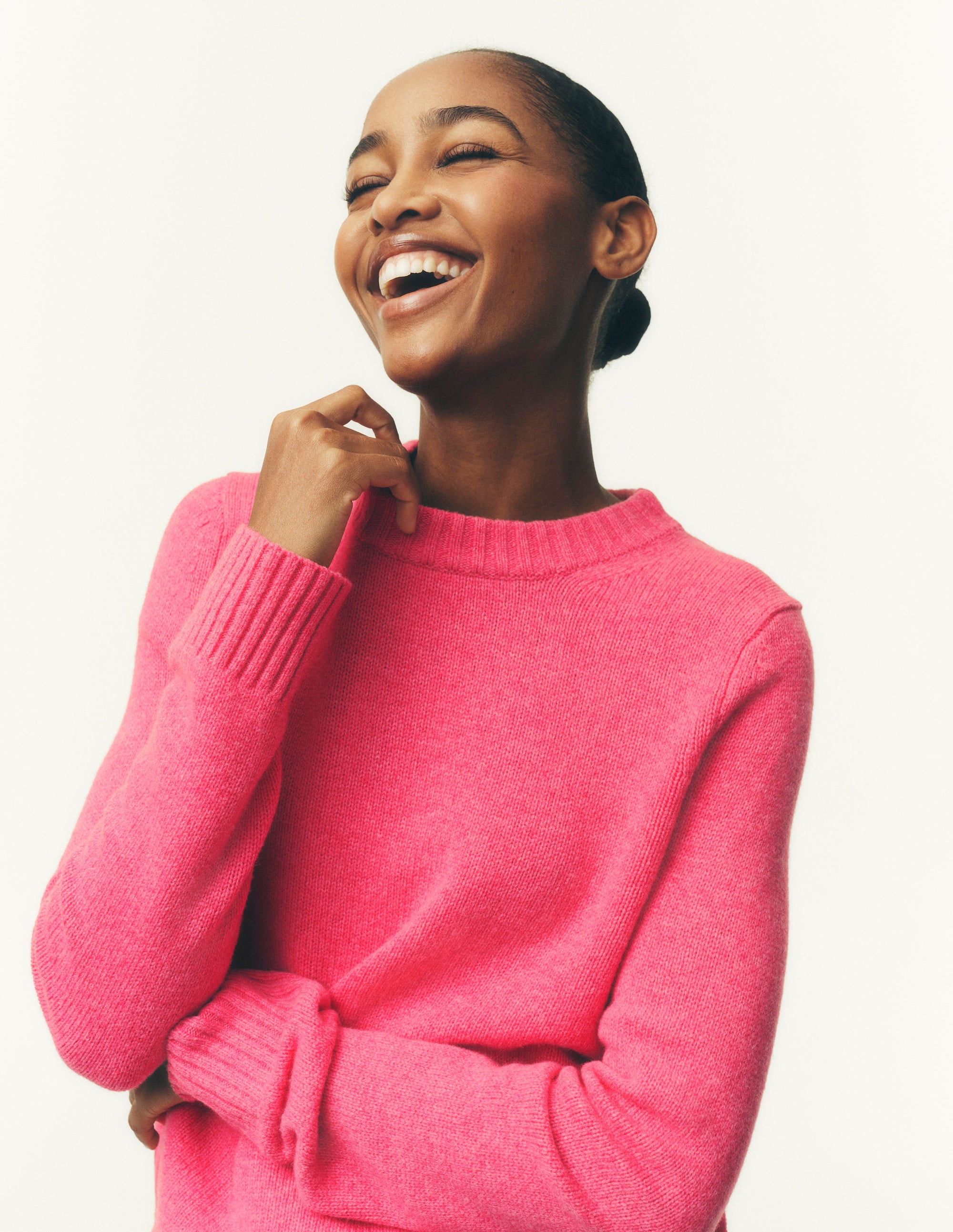 Marta Pullover aus Merinowolle mit Rundhalsausschnitt-Pink Power - Image 1