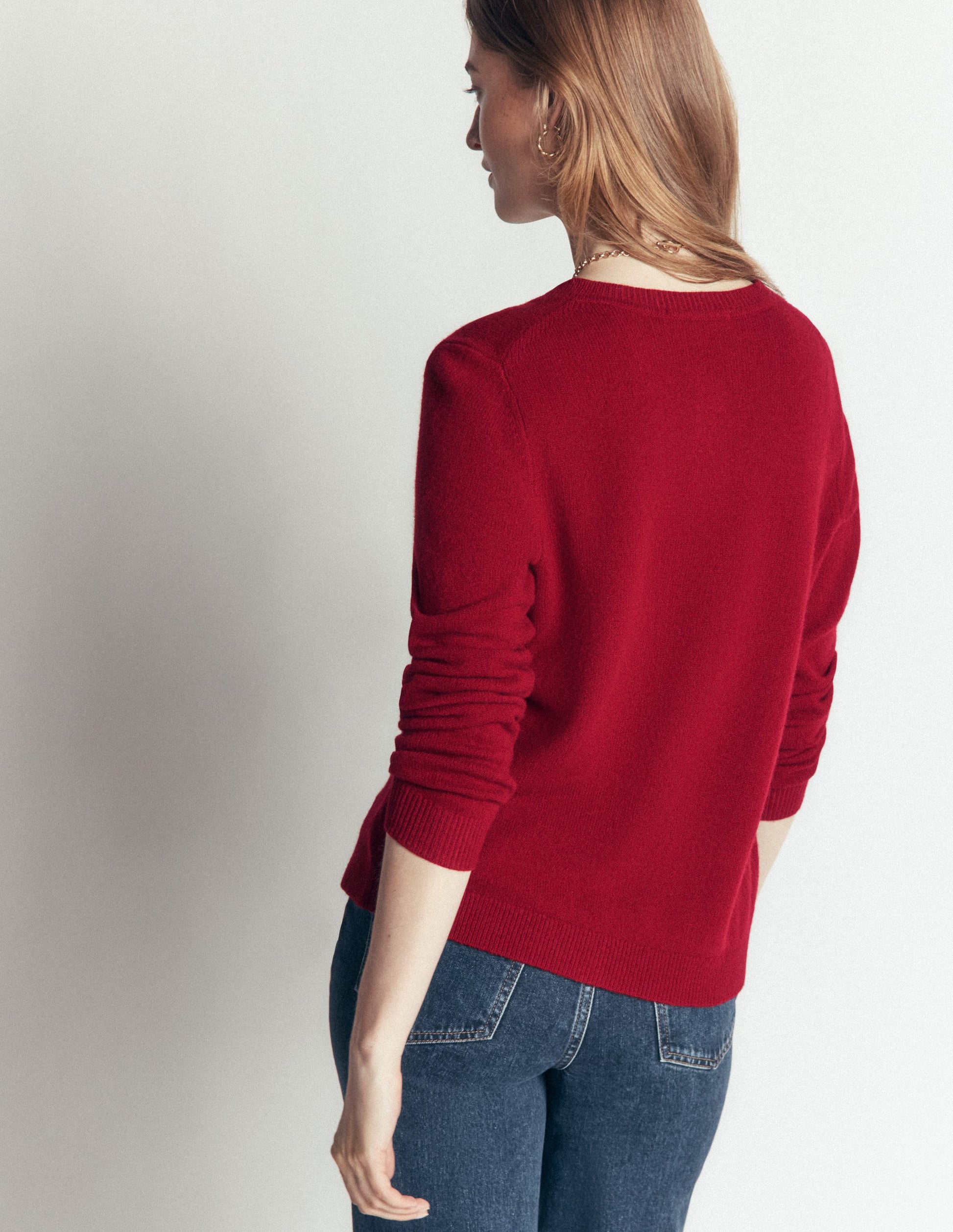 Marianne Strickjacke aus Merinowolle-Purpurrot-3