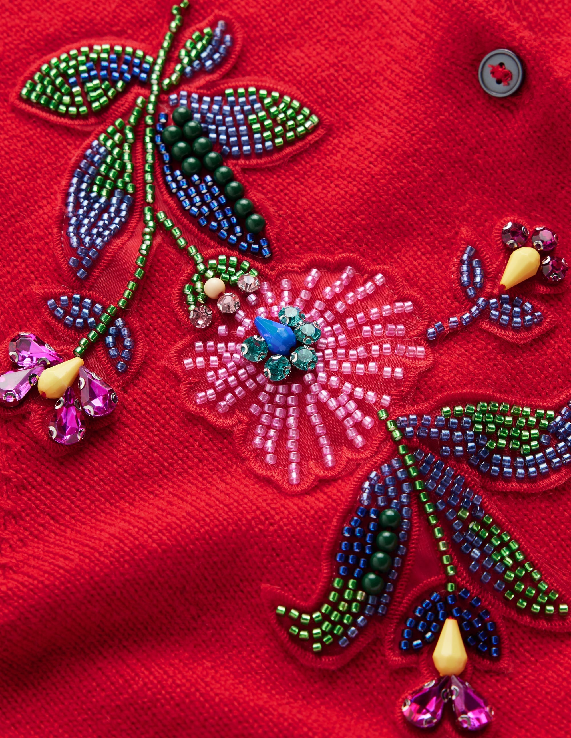 Ria Verzierte Strickjacke-Mohnblumenrot - Image 7