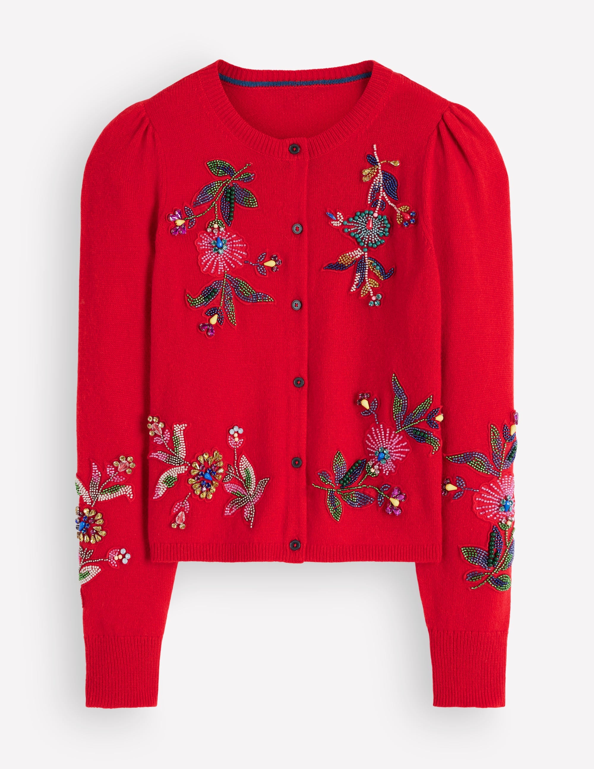Ria Verzierte Strickjacke-Mohnblumenrot - Image 6