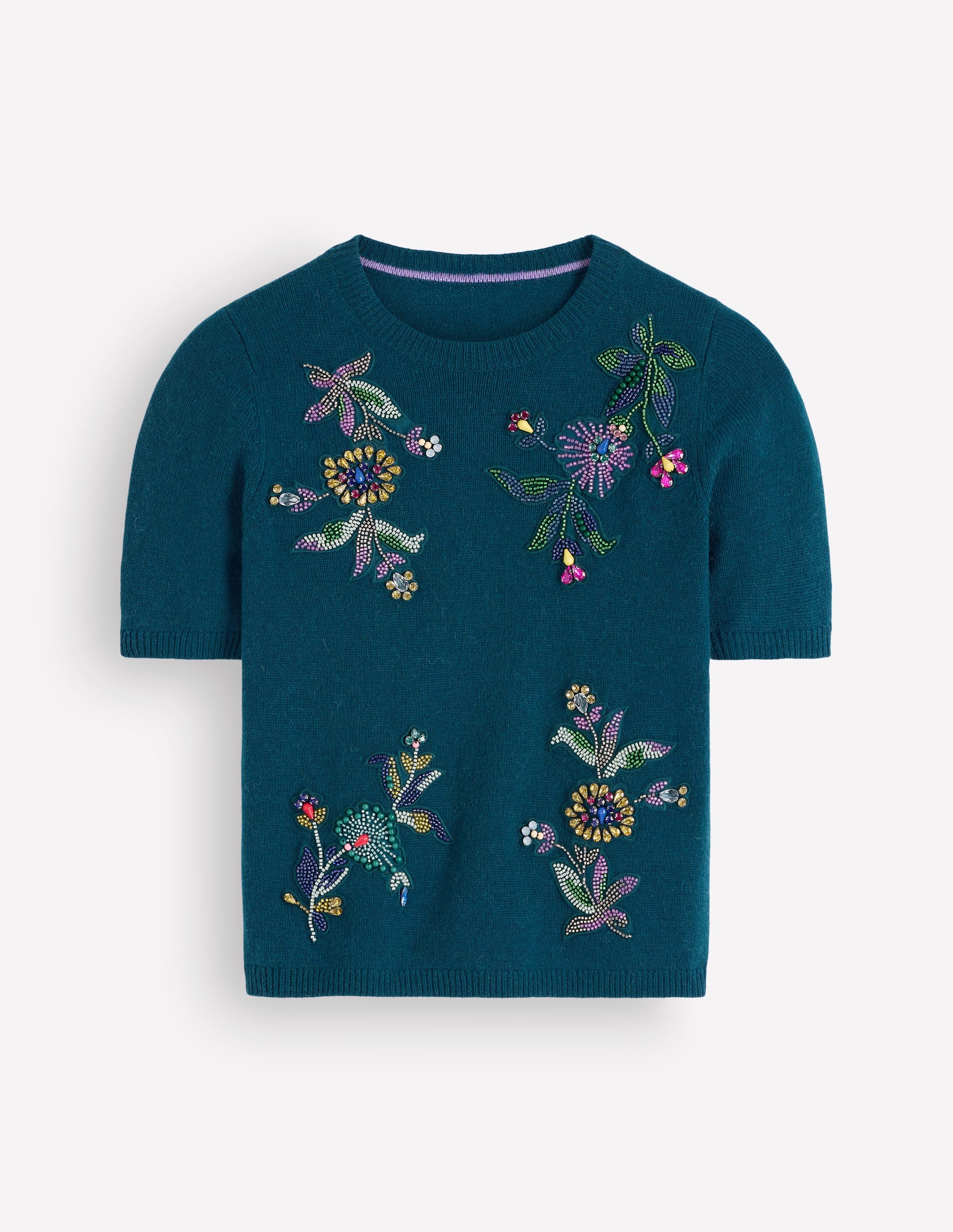 Ria Verziertes Strick-T-Shirt-Dunkles Aurorablau - Image 7