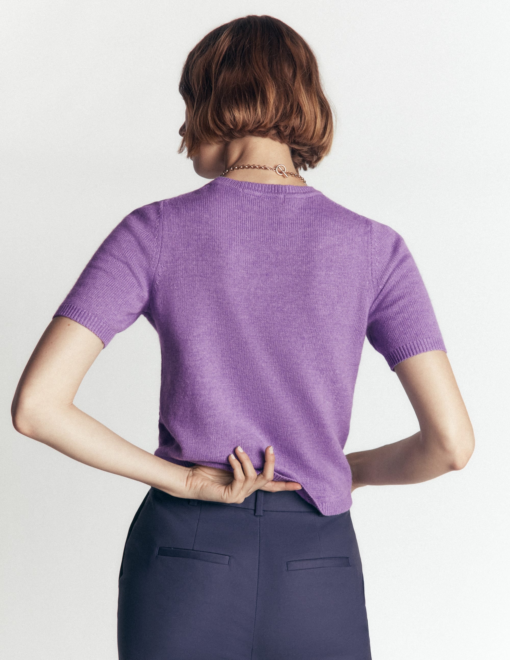 Ria Verziertes Strick-T-Shirt-Amethyst-Lila - Image 4