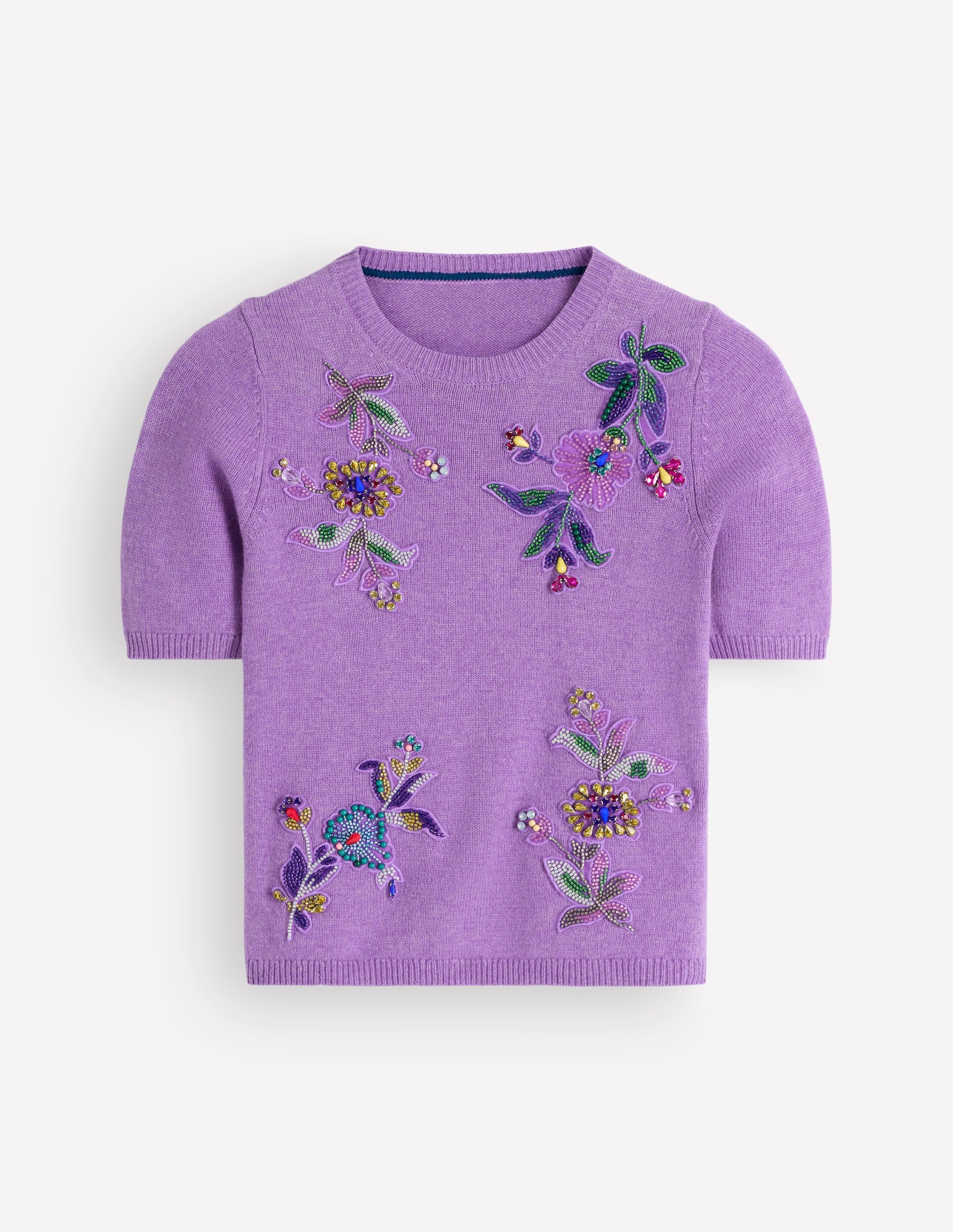 Ria Verziertes Strick-T-Shirt-Amethyst-Lila - Image 6
