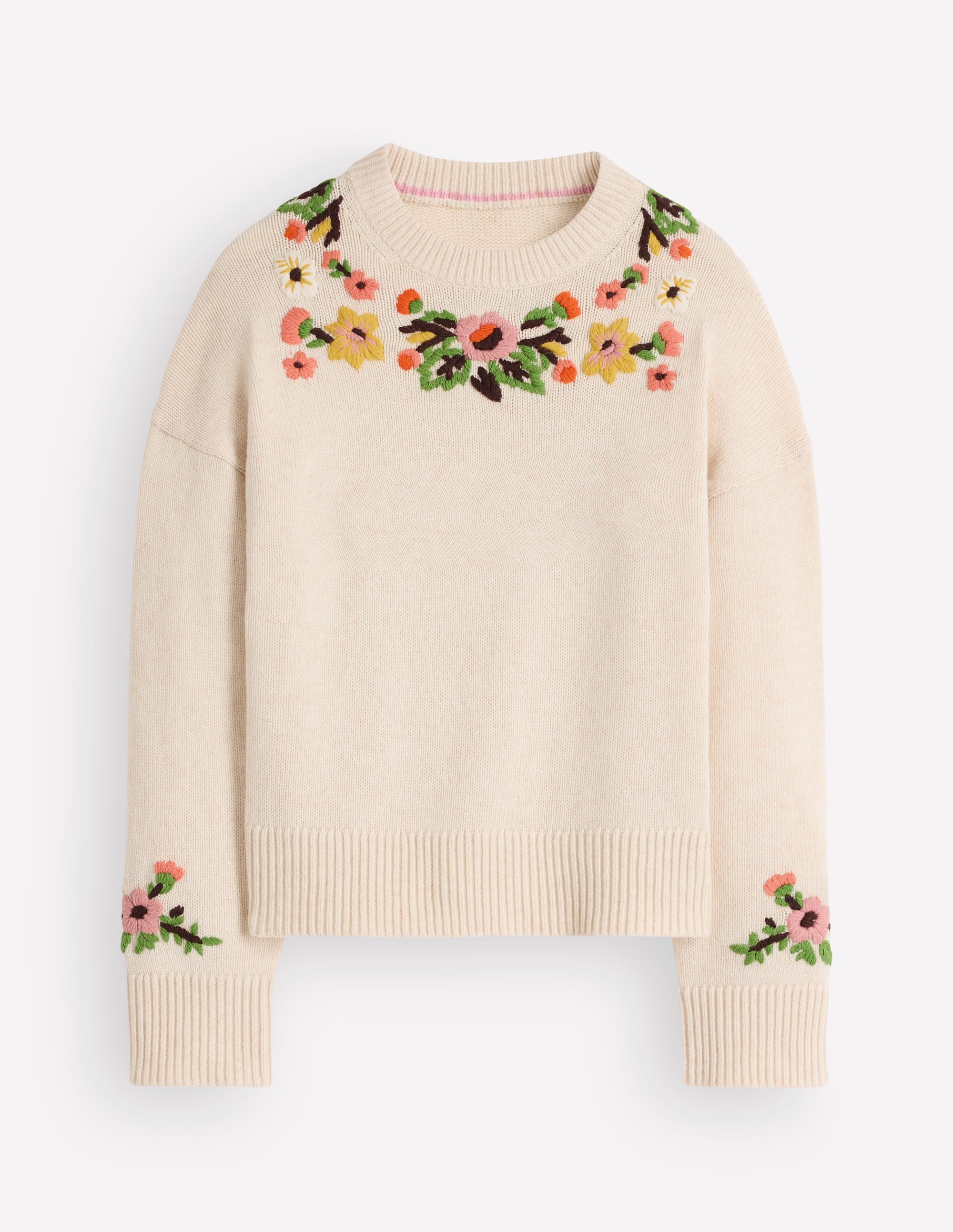 Ella Bestickter Strickpullover-Naturweiß mit Stickerei - Image 6