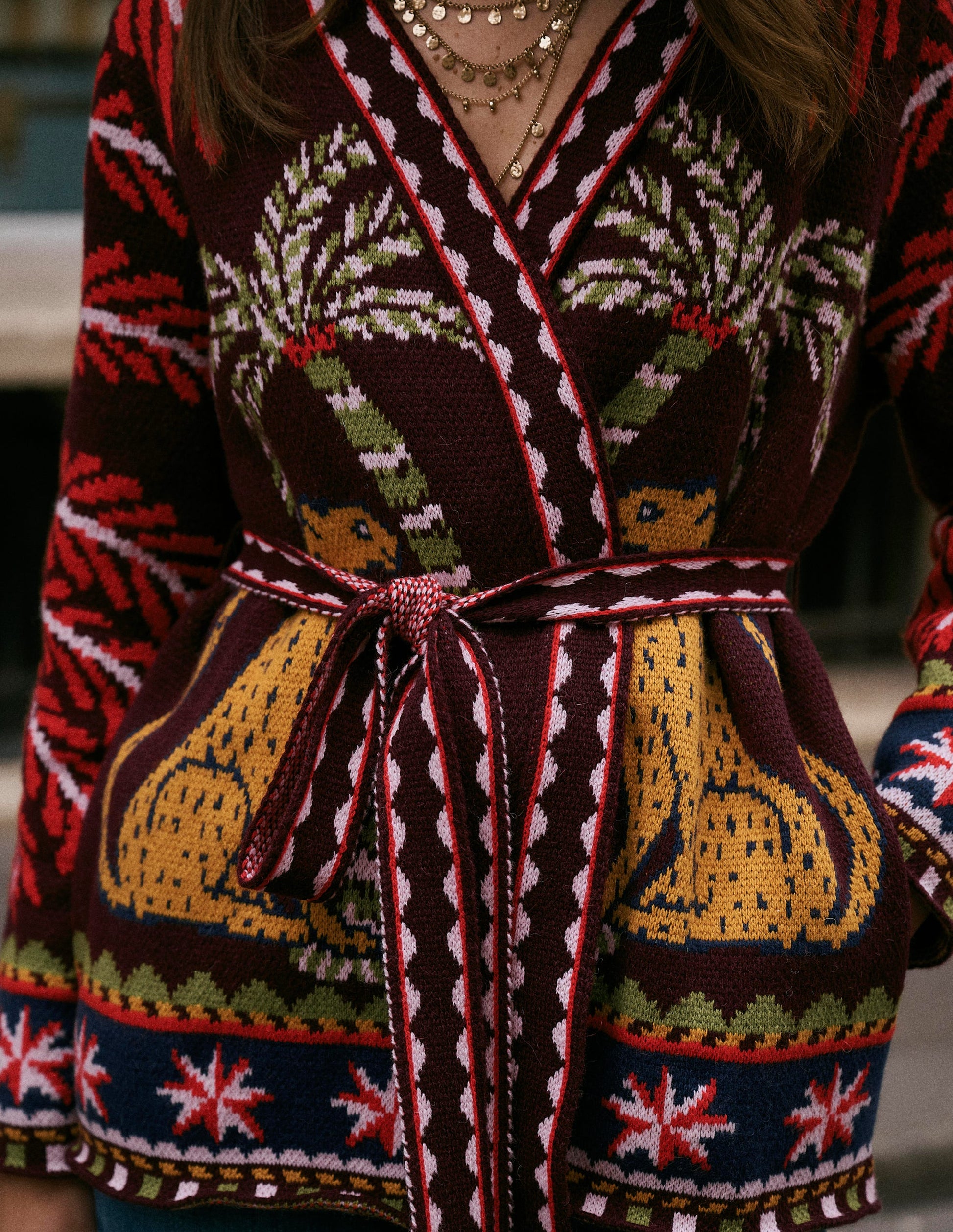 Belted Wrap Knitted Cardigan-Winetasting-8