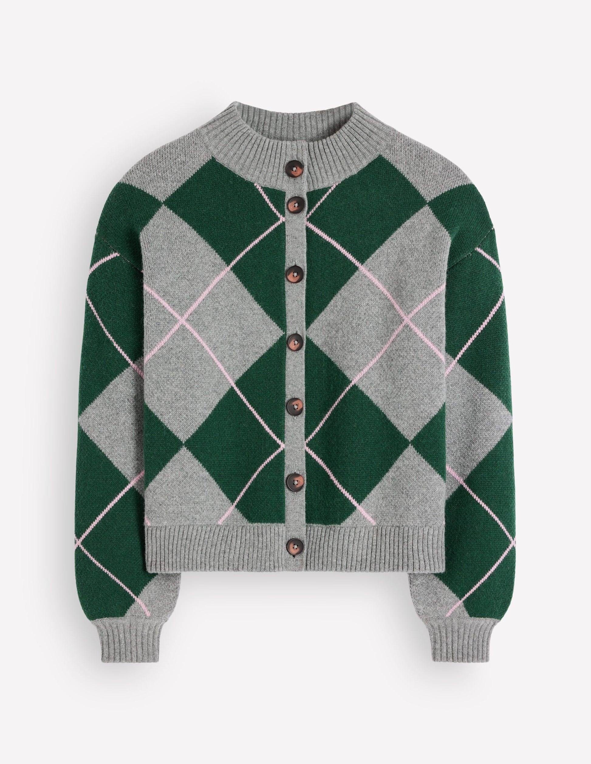 Jemma Jacquard-Strickjacke-Jagdgrün Argyle-6
