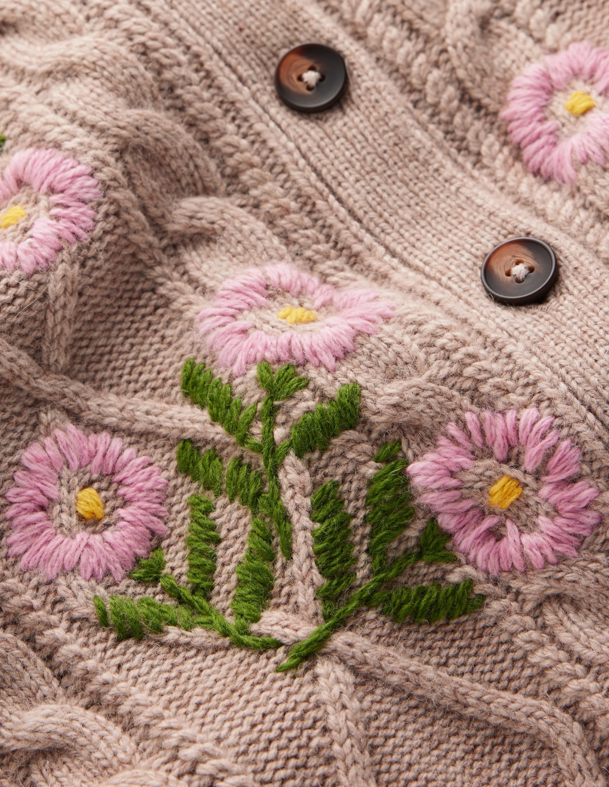 Strickjacke mit Zopfmuster-Nerz Meliert, Stickerei - Image 9