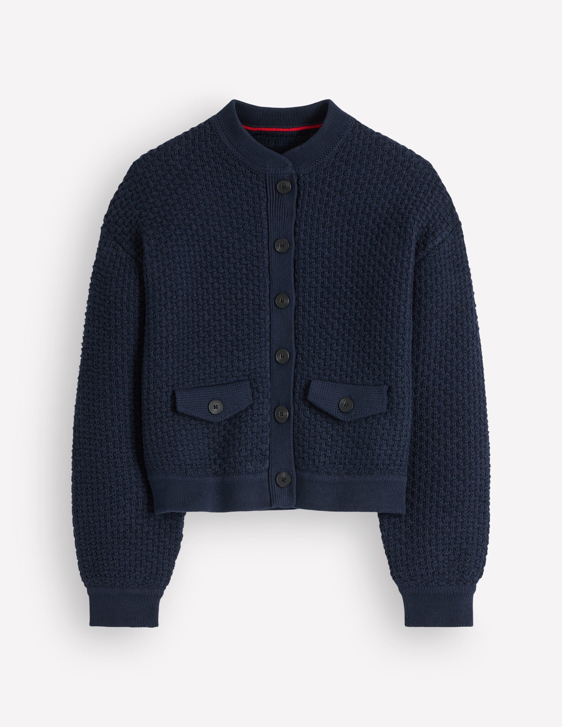 Textured Knitted Bomber Jacket-Navy-6