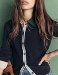 Ariadne Wool Blend Cardigan-Navy Colour Block