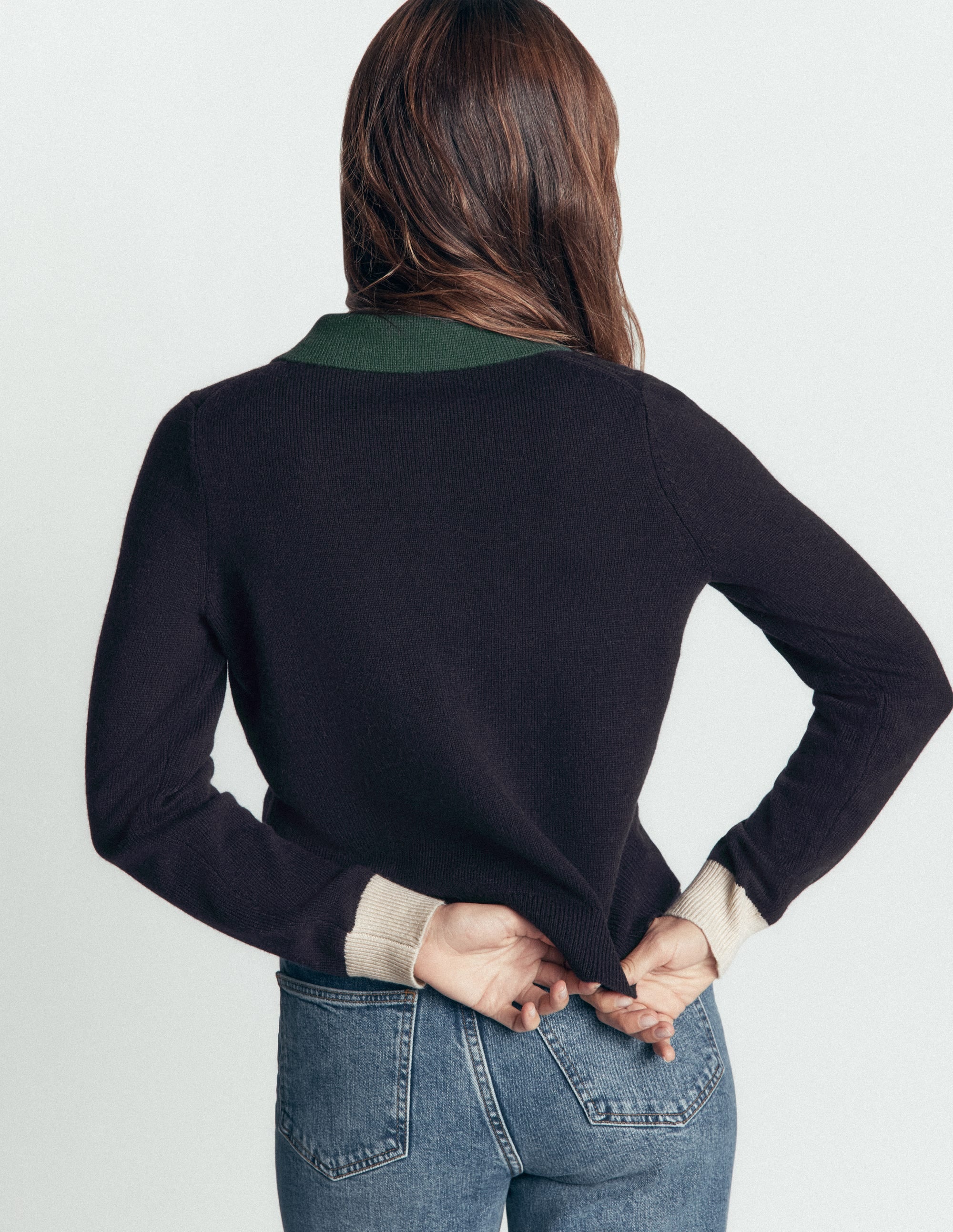 Ariadne Strickjacke aus Alpaka-Mischung-Navy, Blockfarben - Image 3