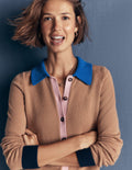 Ariadne Wool Blend Cardigan-Camel Melange, Colour Block