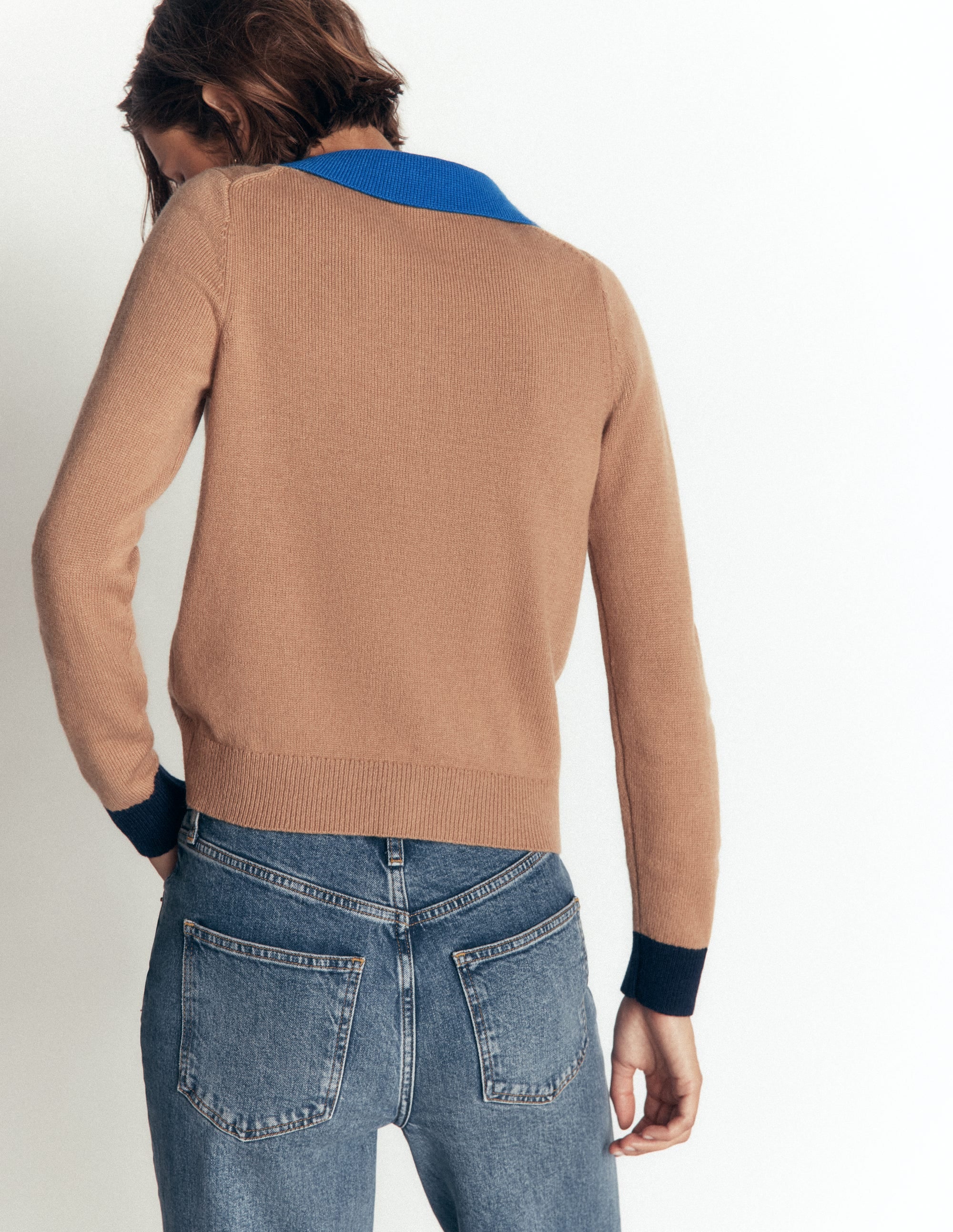 Ariadne Strickjacke aus Alpaka-Mischung-Camel Meliert, Blockfarben - Image 3